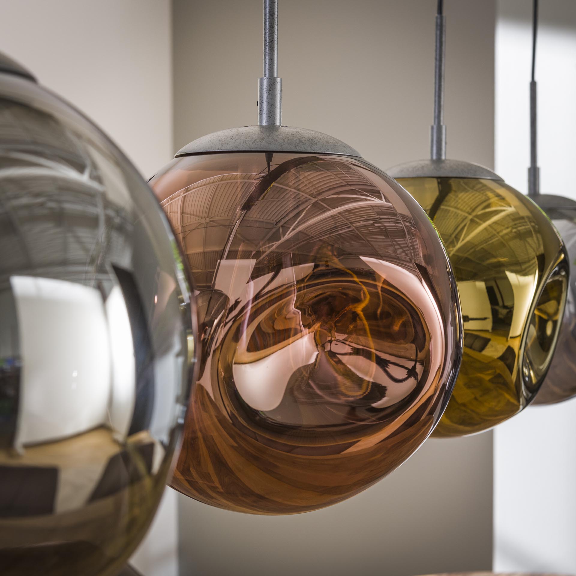 Hanglamp Tegan - 4-lichts - Amber Mix - Glas