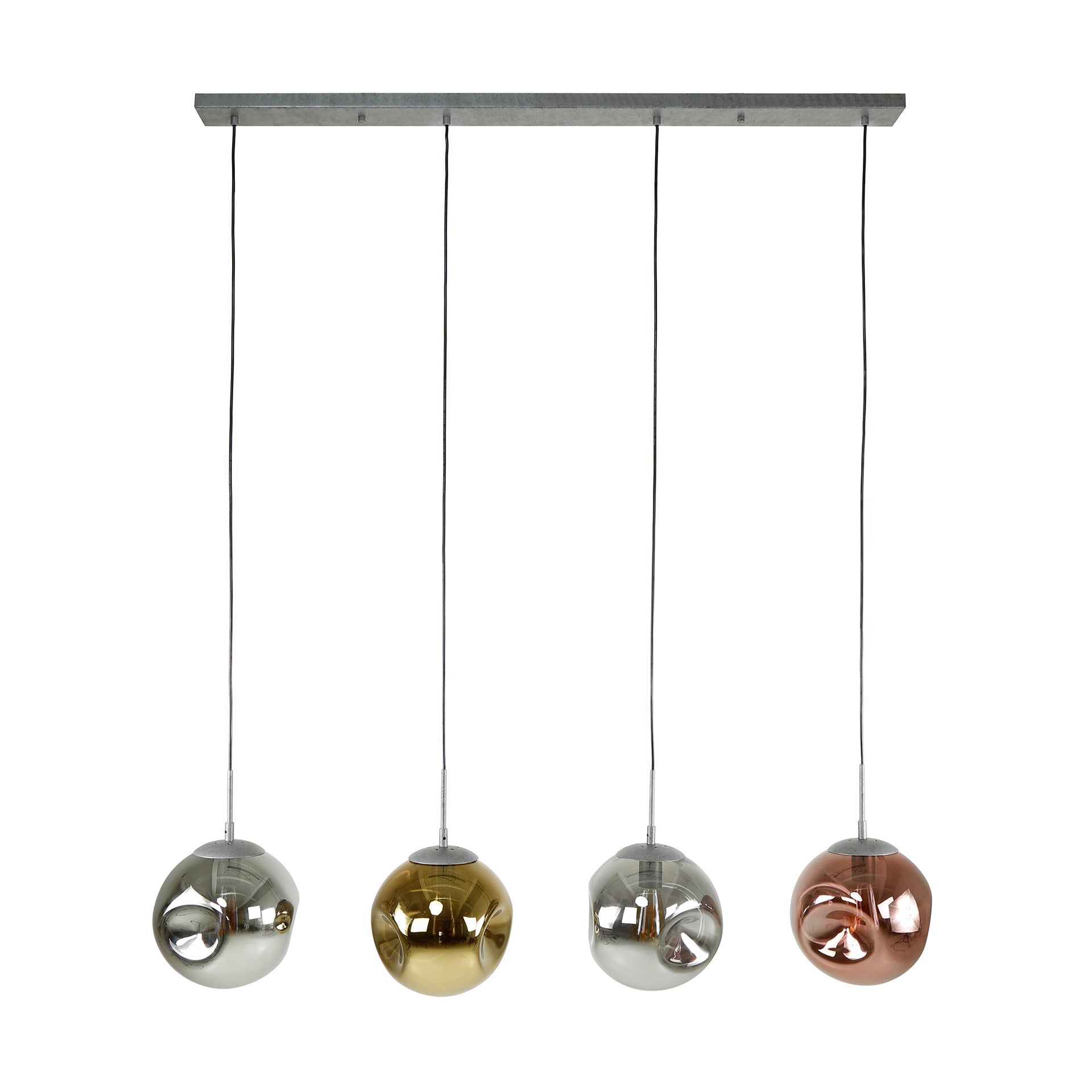 Hanglamp Tegan - 4-lichts - Amber Mix - Glas