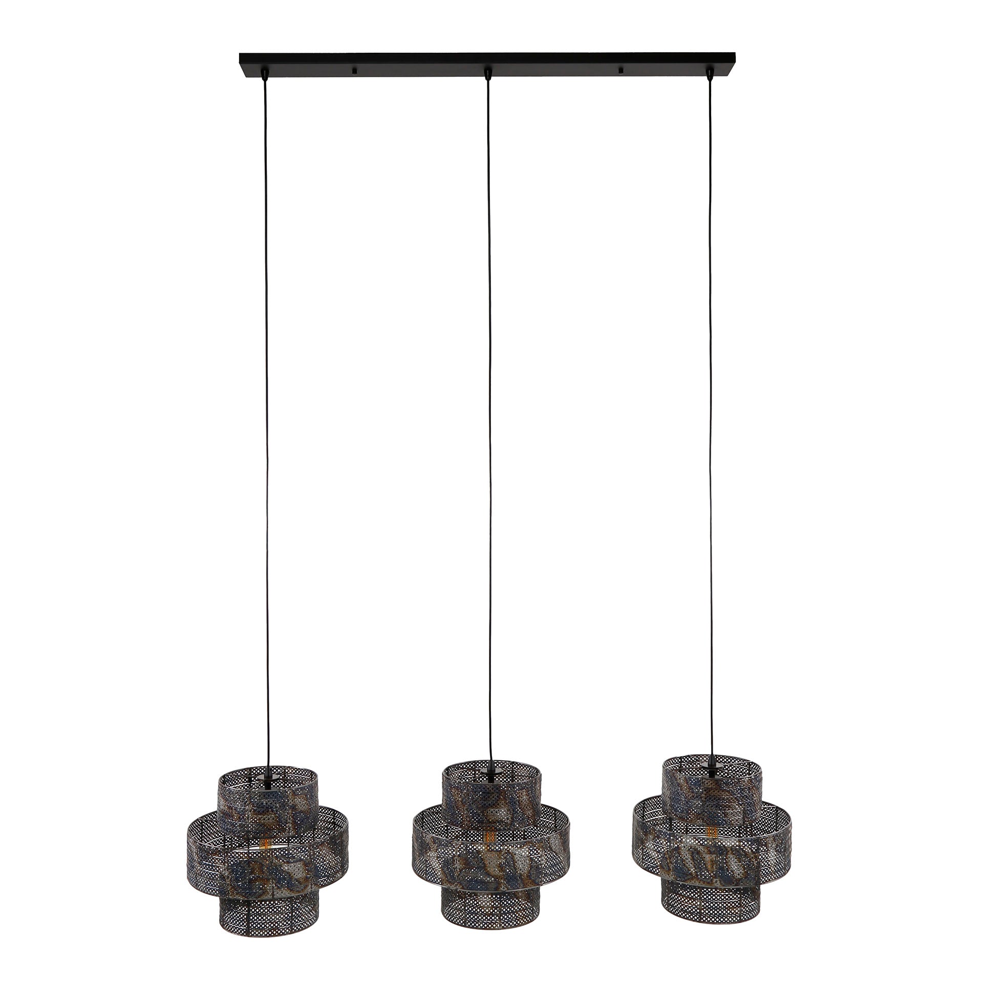 Hanglamp Arrow - 3-lichts - Zwart/Bruin - Metaal
