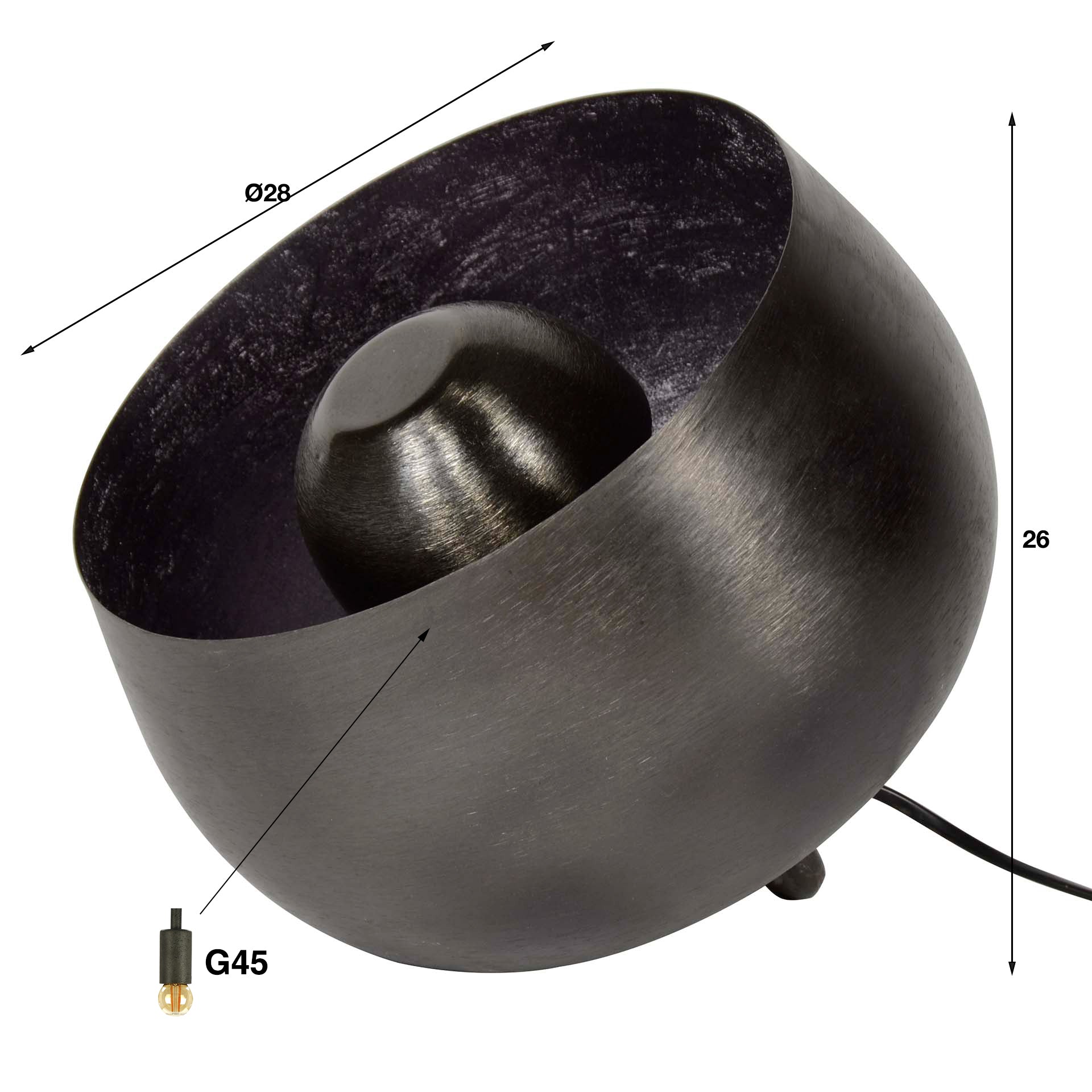 Vloerlamp Breeze - Zwart Nikkel - Metaal - 28 cm