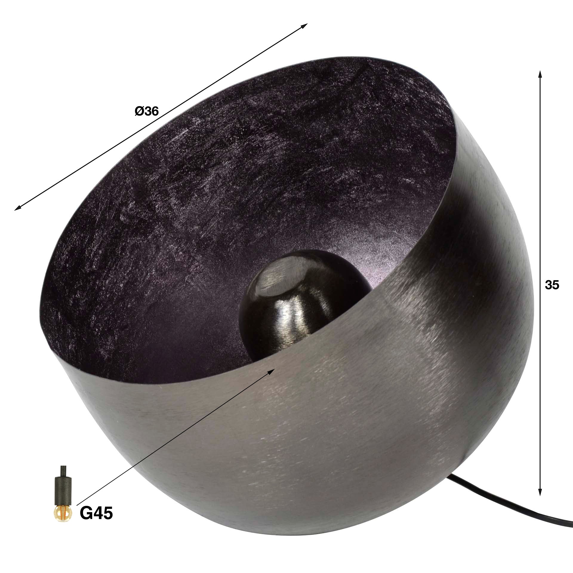 Vloerlamp Breeze - Zwart Nikkel - Metaal - 36 cm