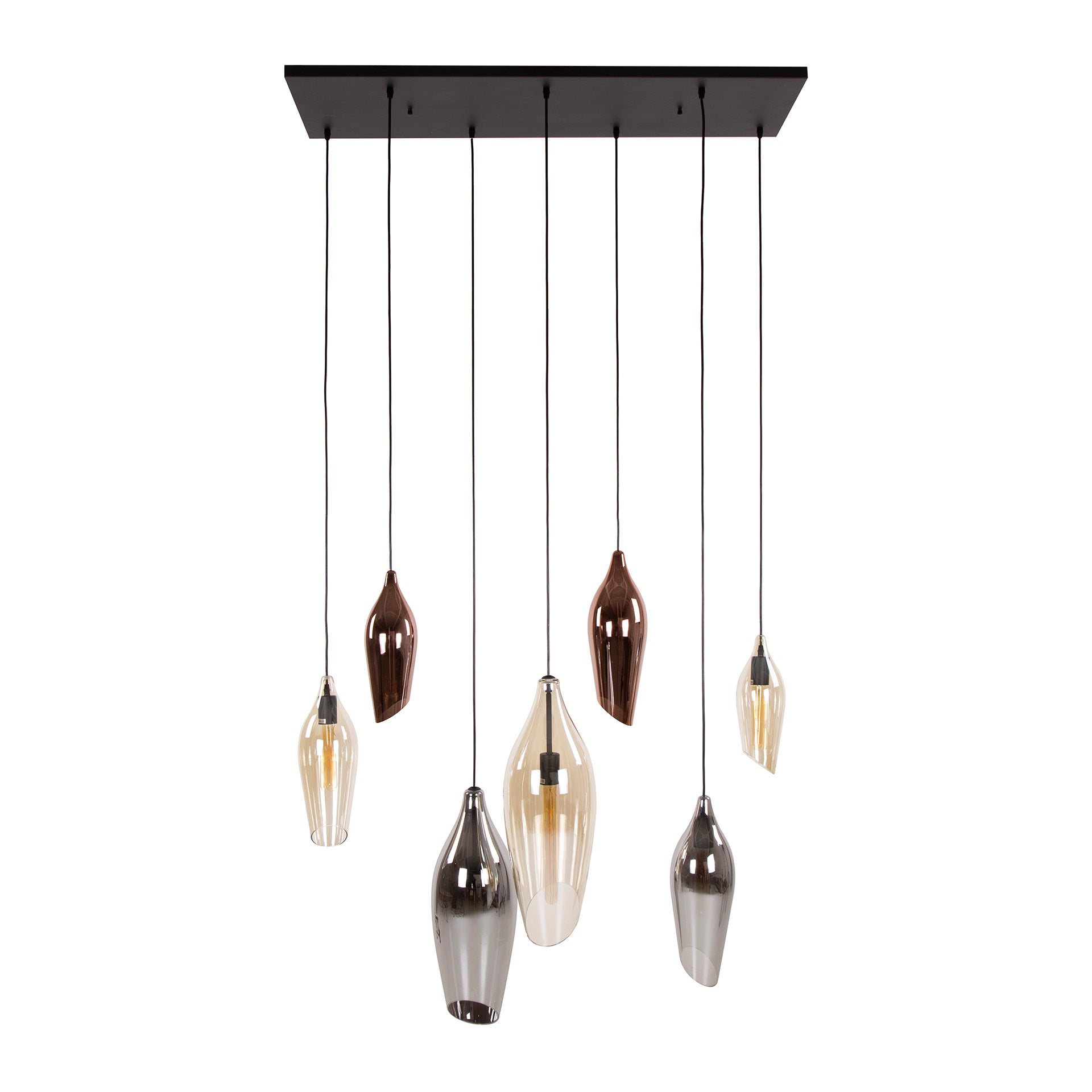 Hanglamp Vivid - 7-lichts - Amber Mix - Glas