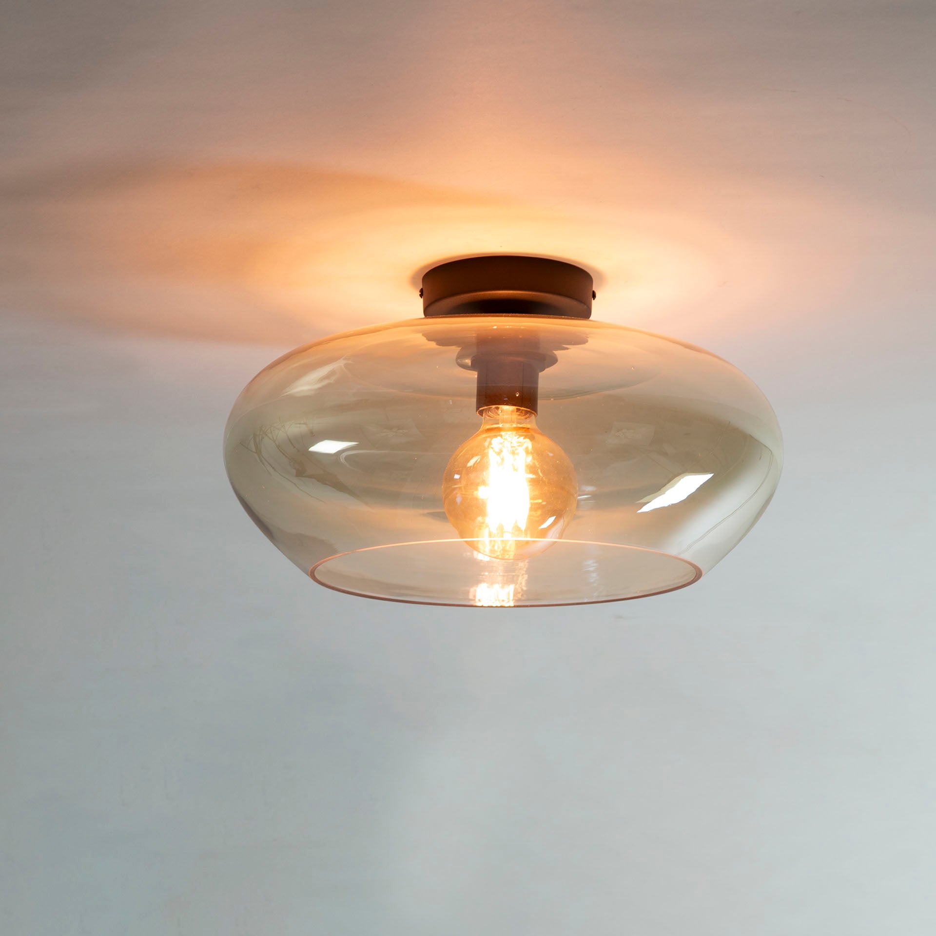 Plafondlamp Solaris - 1-lichts - Amberkleurig - Glas