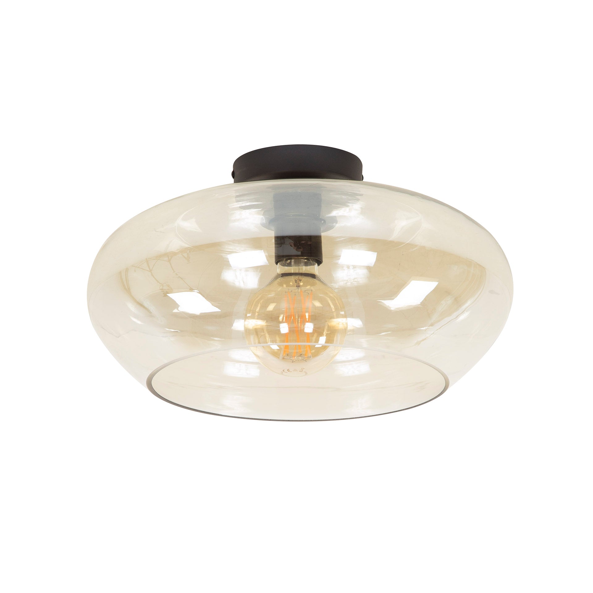 Plafondlamp Solaris - 1-lichts - Amberkleurig - Glas