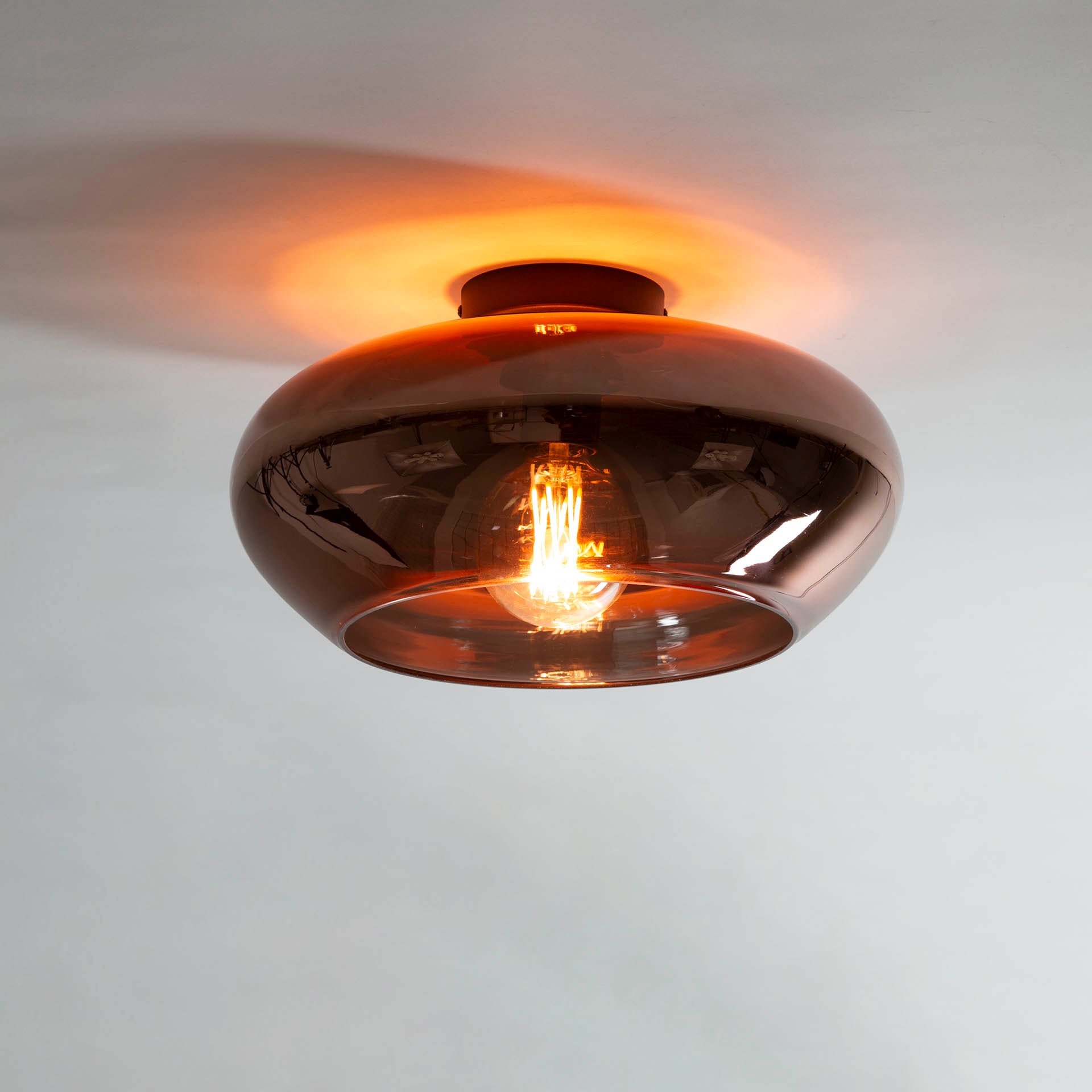 Plafondlamp Solaris - 1-lichts - Koperkleur - Glas