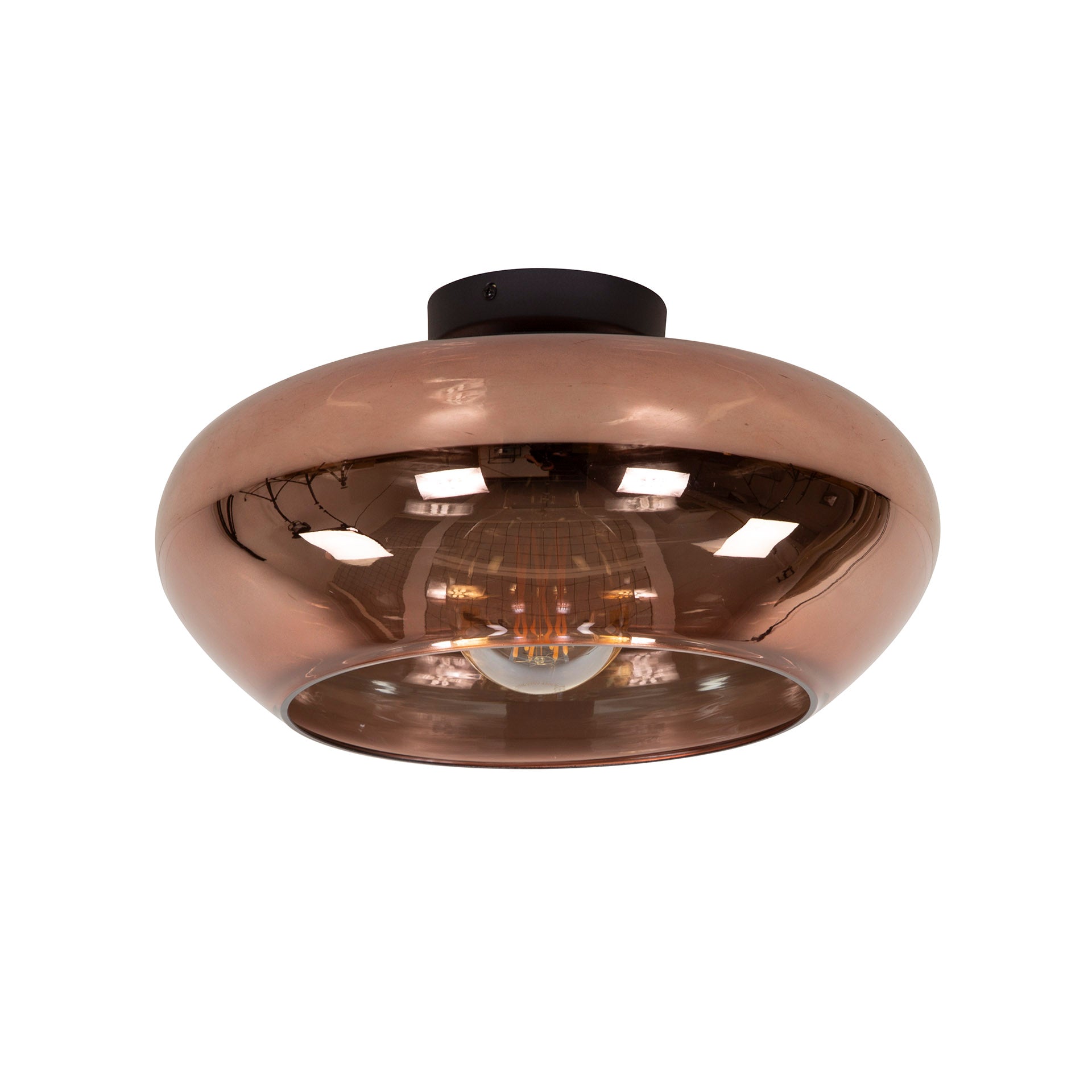 Plafondlamp Solaris - 1-lichts - Koperkleur - Glas