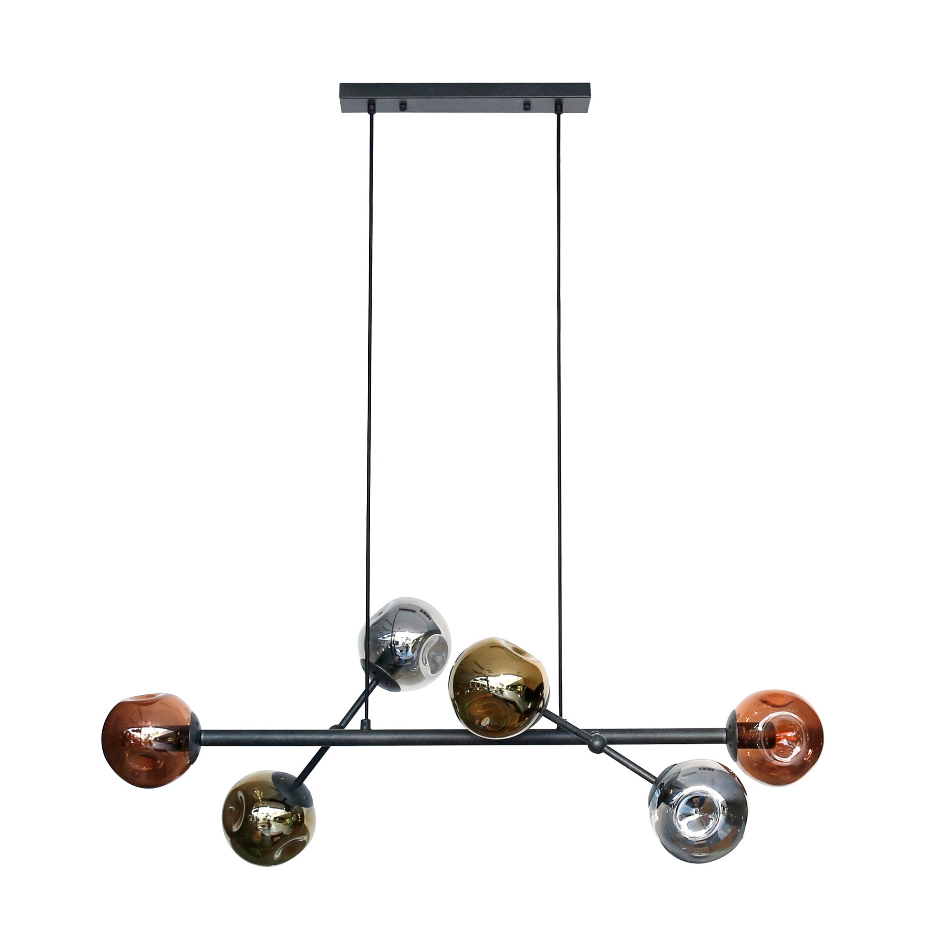 Hanglamp Maven - 6-lichts - Zwart - Glas