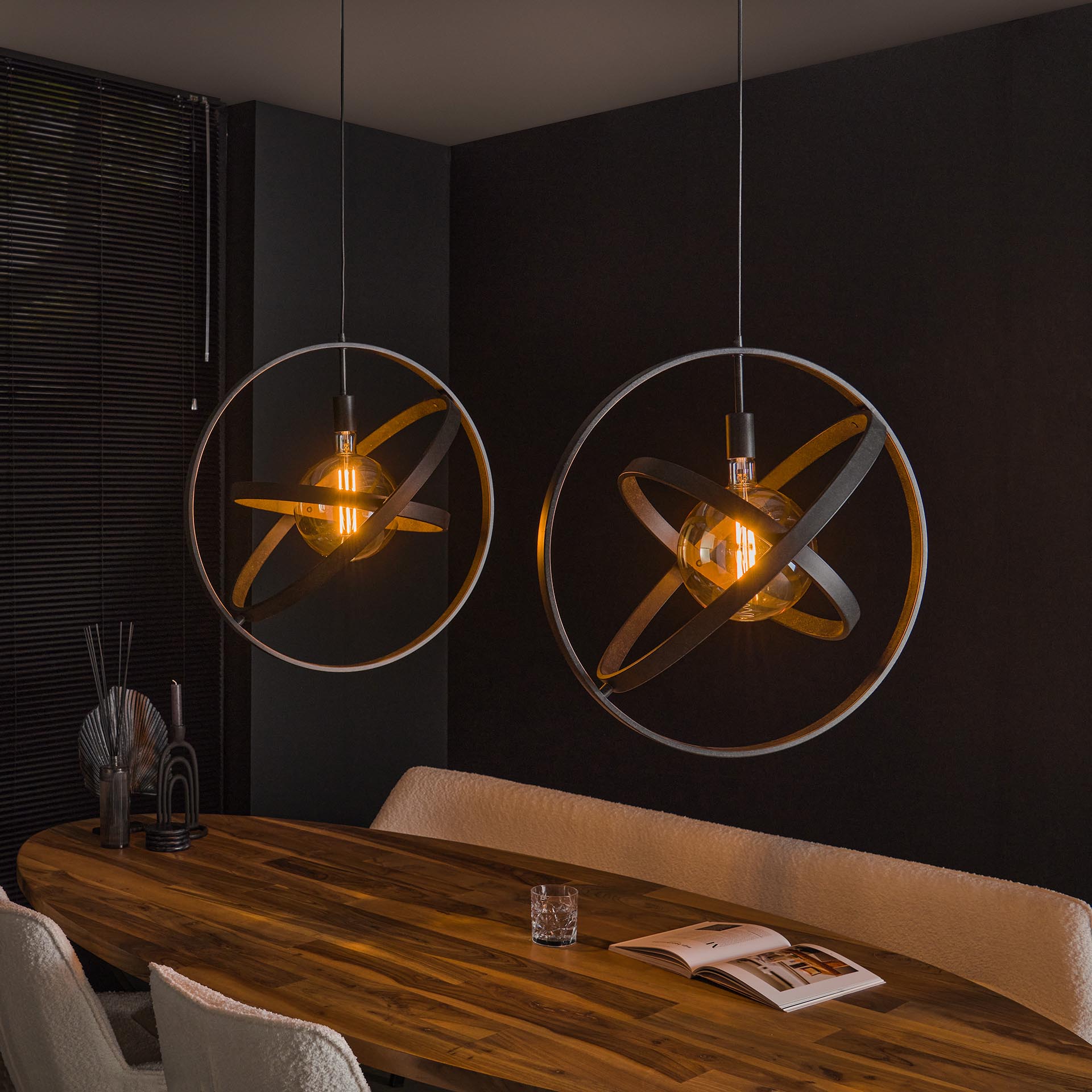 Hanglamp Malin - 2-lichts - Zwart - Metaal