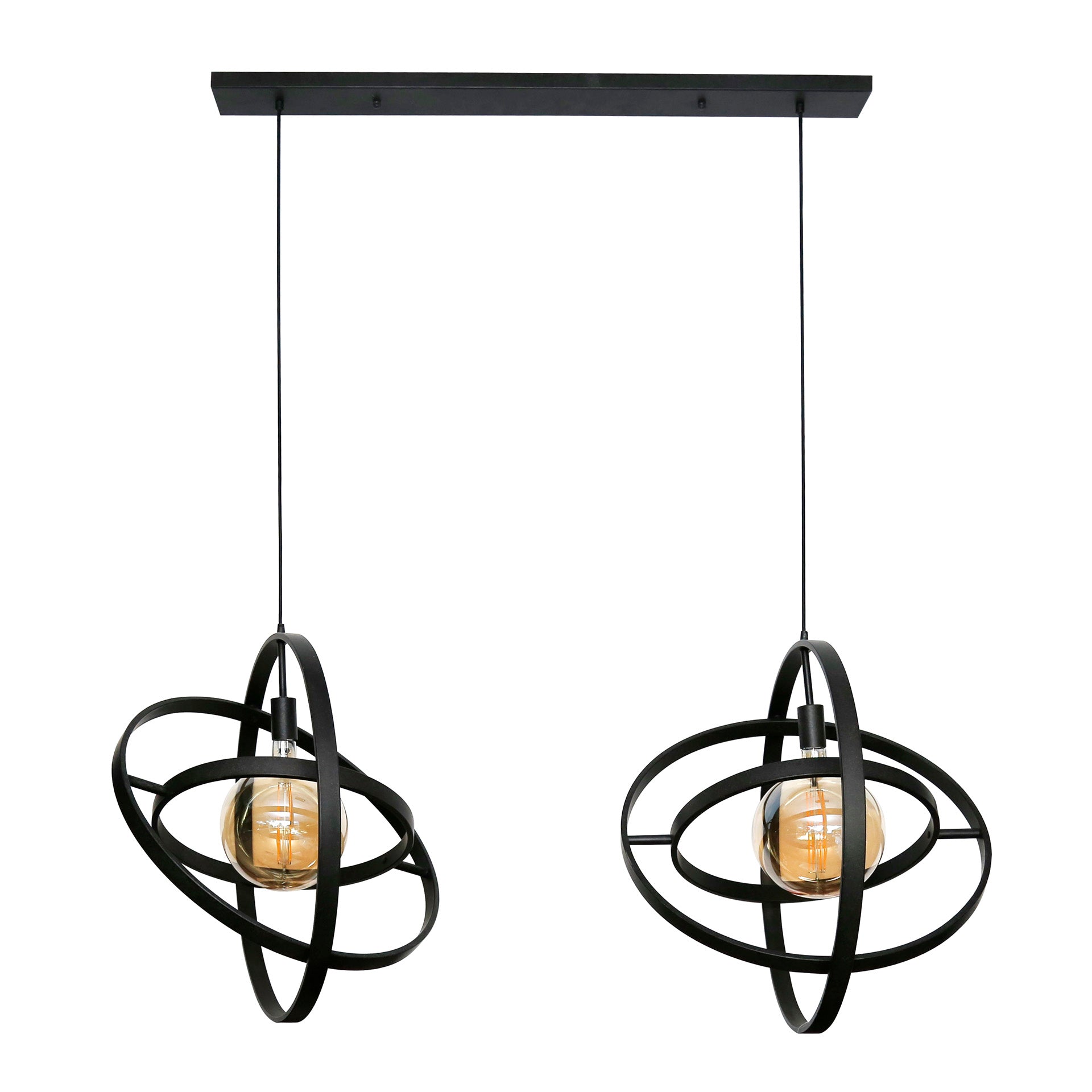 Hanglamp Malin - 2-lichts - Zwart - Metaal