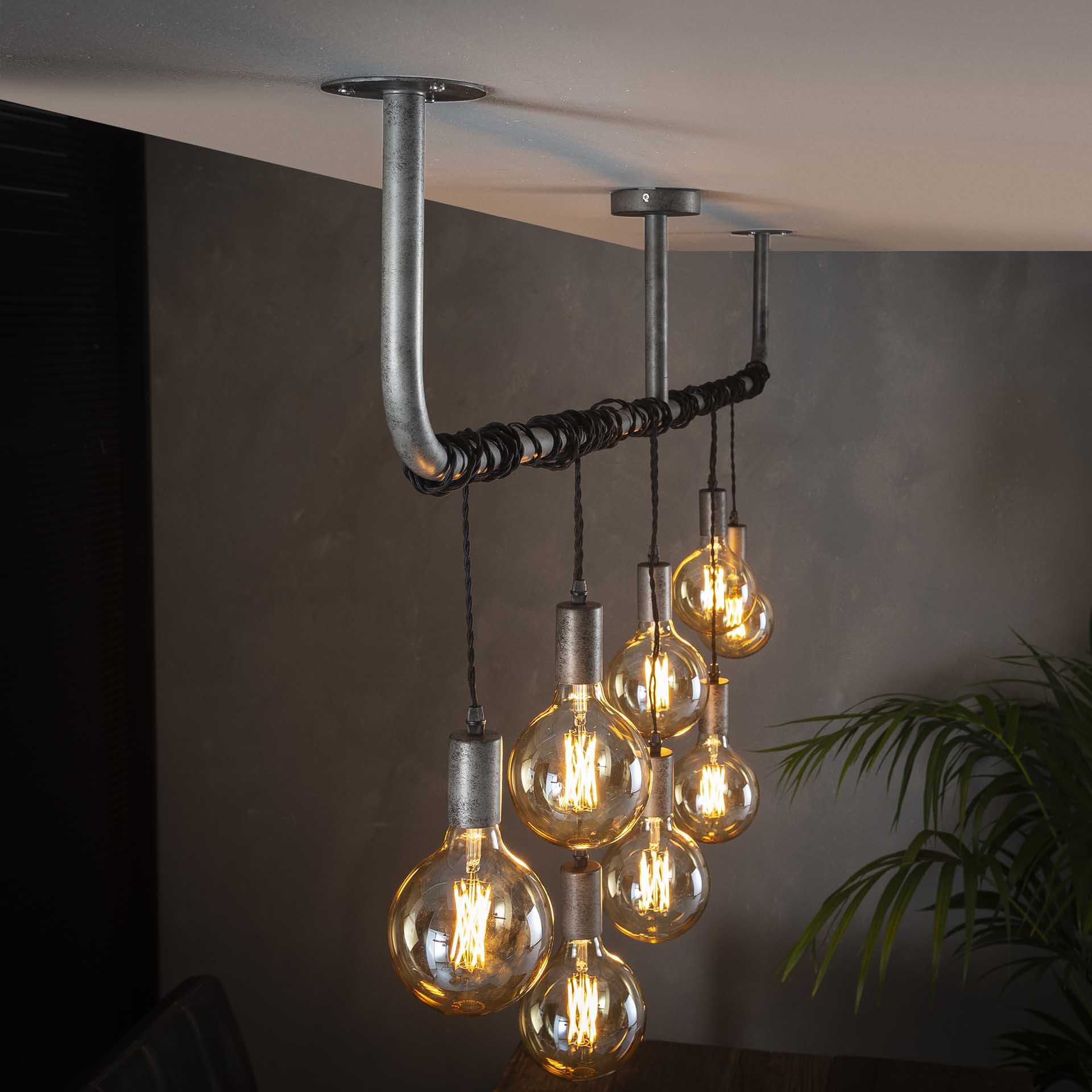 Hanglamp Blaze - 7-lichts - Oud Zilver - Metaal