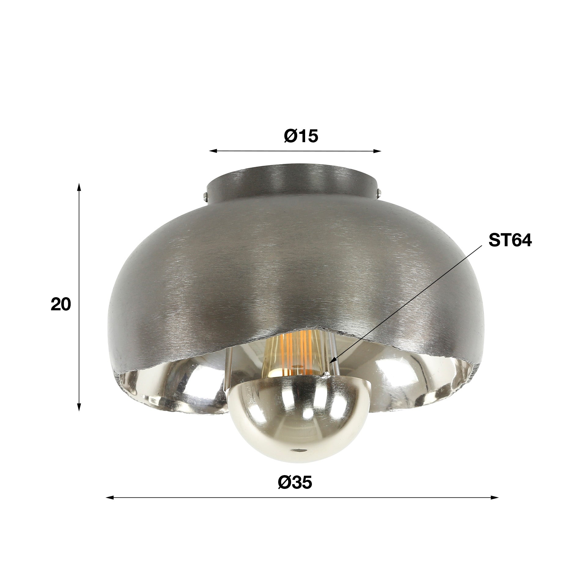 Plafondlamp Leonie - Zwart Nikkel - Metaal