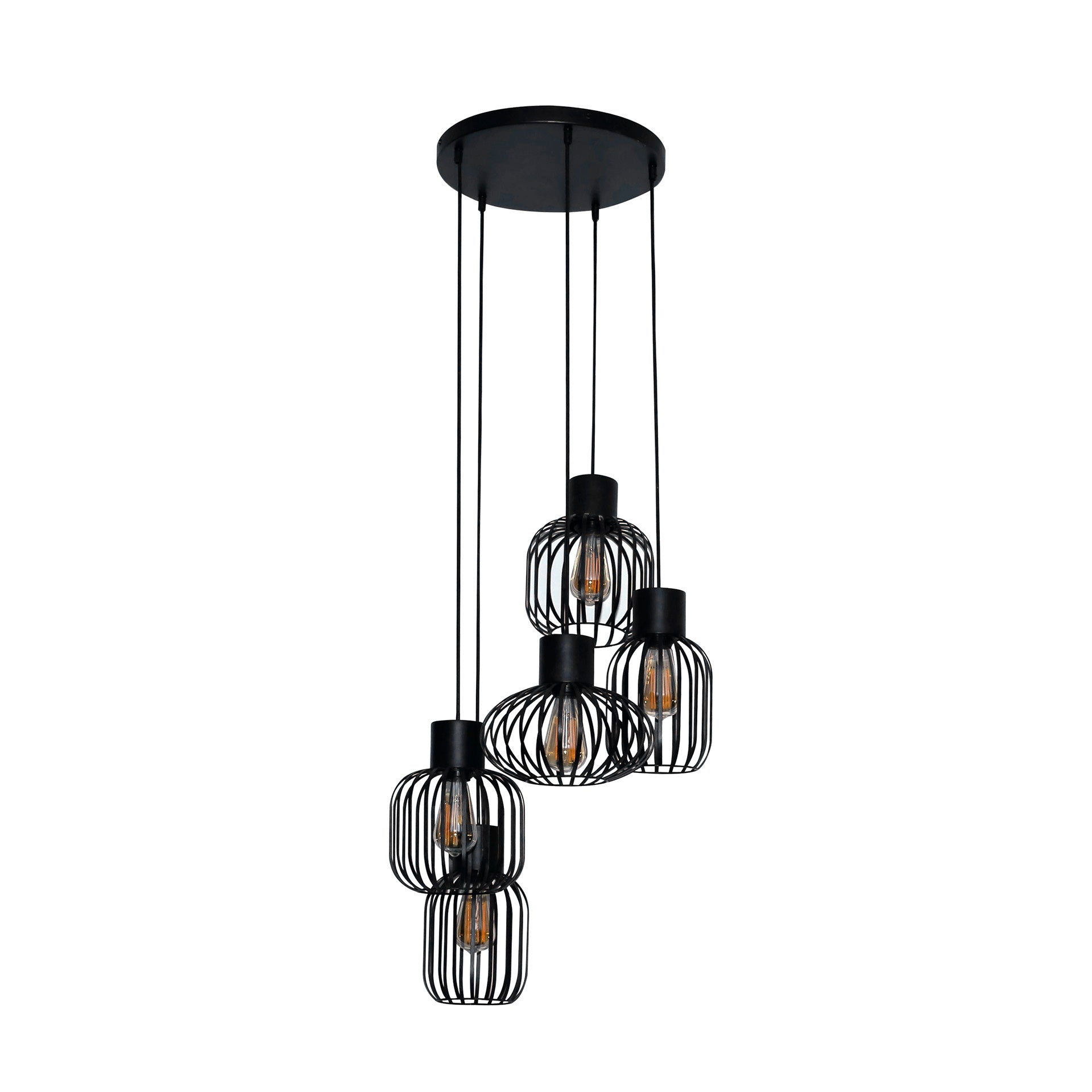 Hanglamp Zara - 5-lichts - Antraciet - Metaal