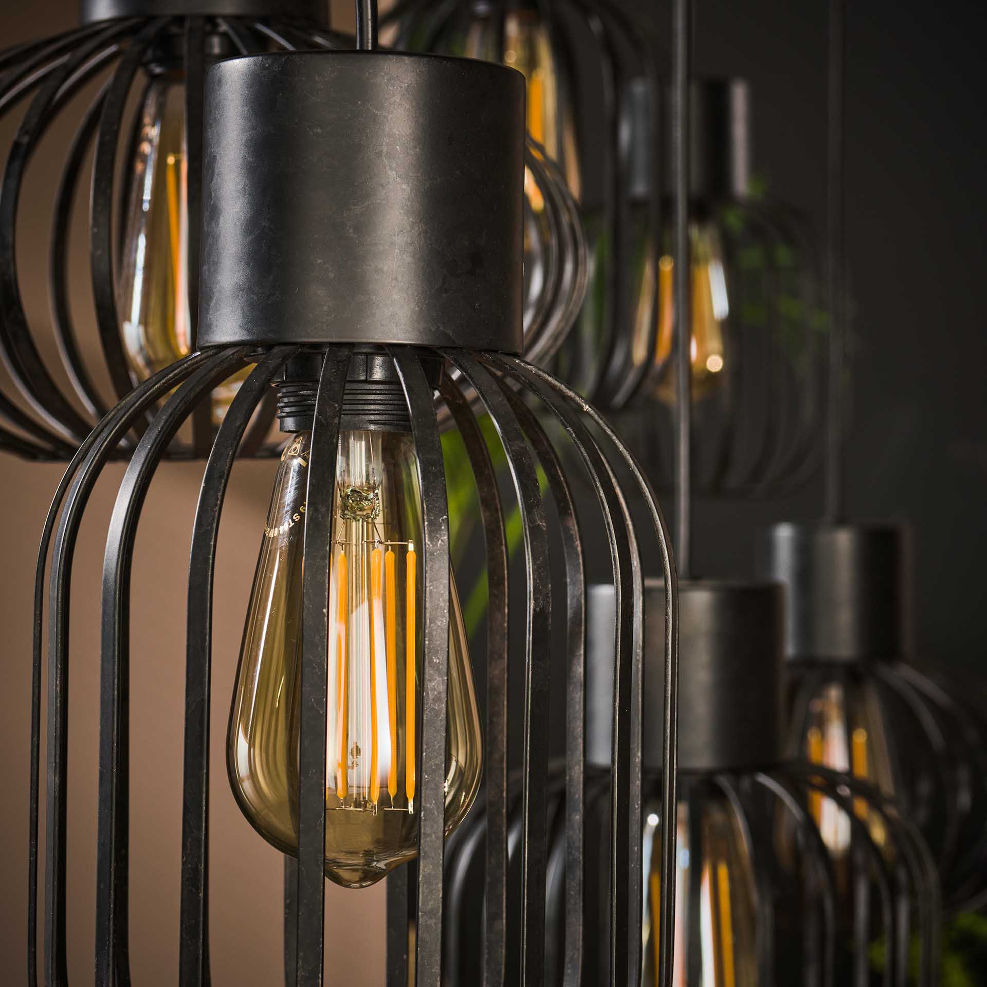 Hanglamp Xenia - 6-lichts - Antraciet - Metaal