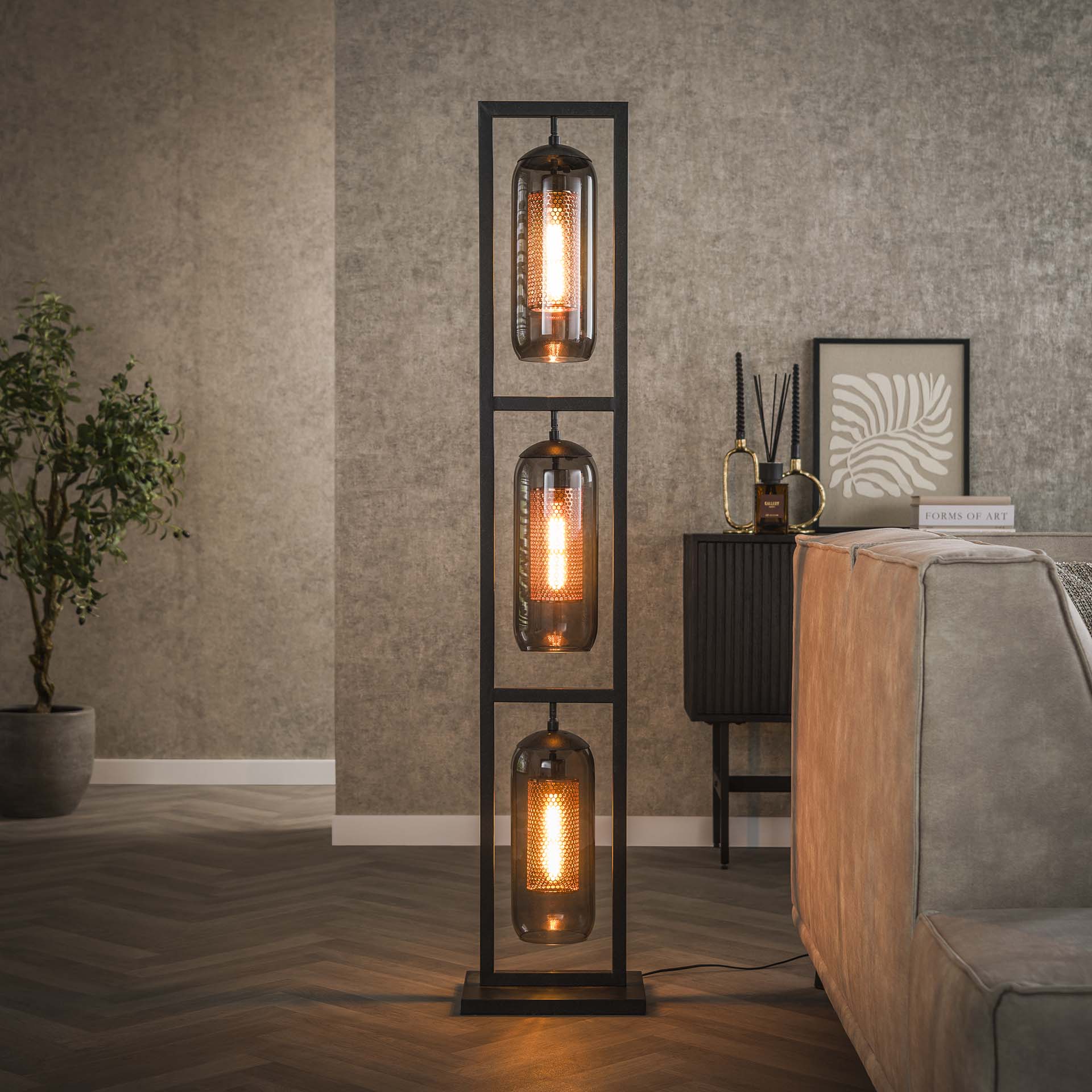 Vloerlamp Glade - 3-lichts - Zwart - Metaal