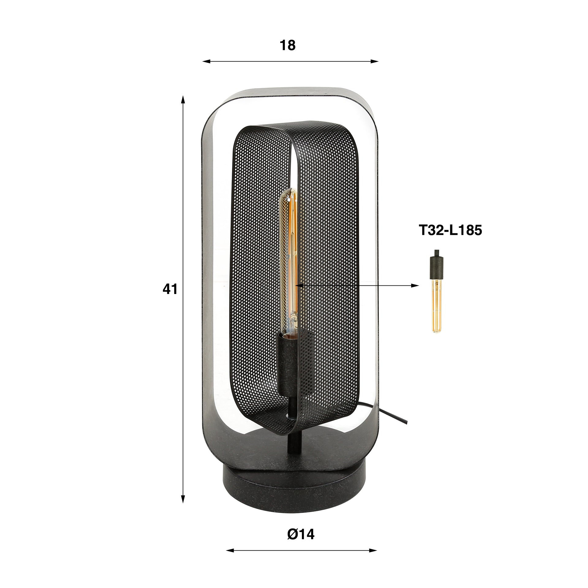 Tafellamp Torch - Zwart - Mesh