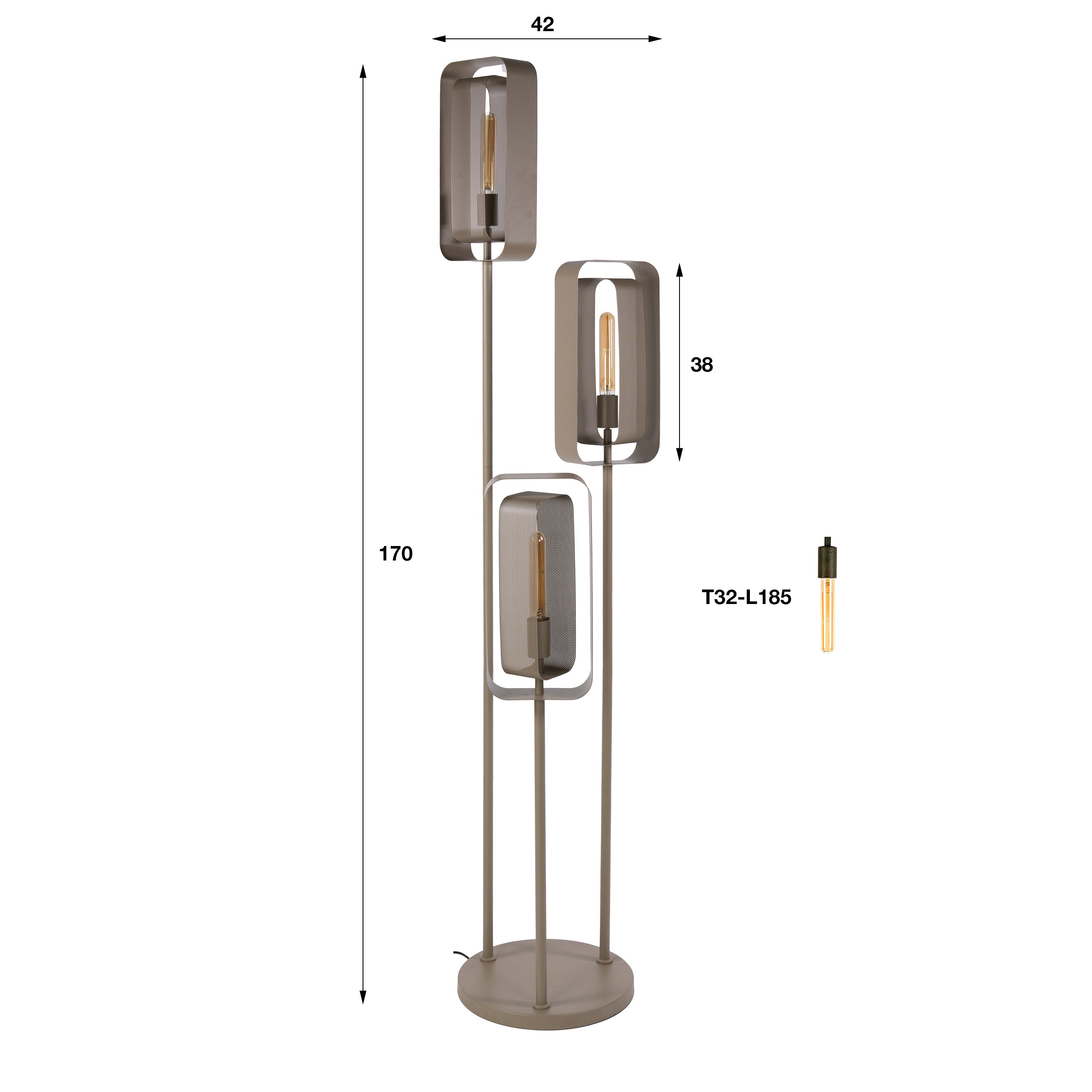 Vloerlamp Juul - 3-lichts - Beige - Mesh