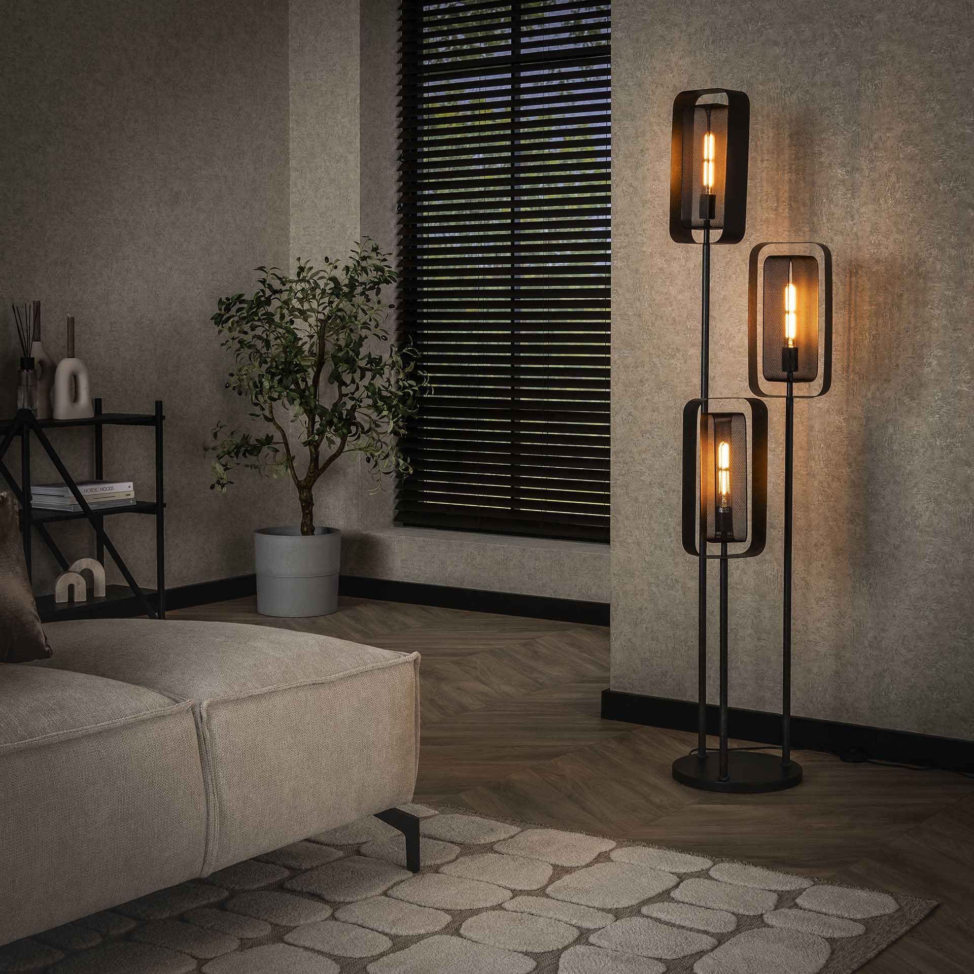 Vloerlamp Flame - Zwart - Mesh