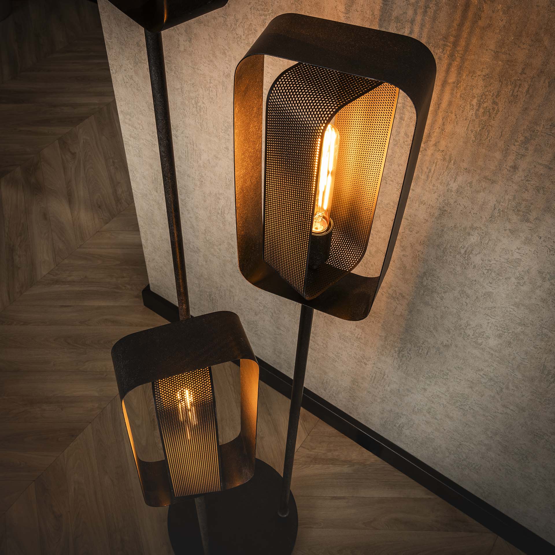 Vloerlamp Flame - Zwart - Mesh