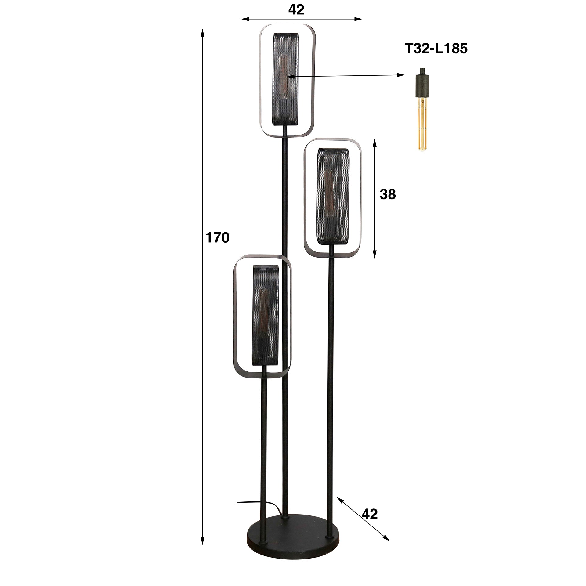 Vloerlamp Flame - Zwart - Mesh