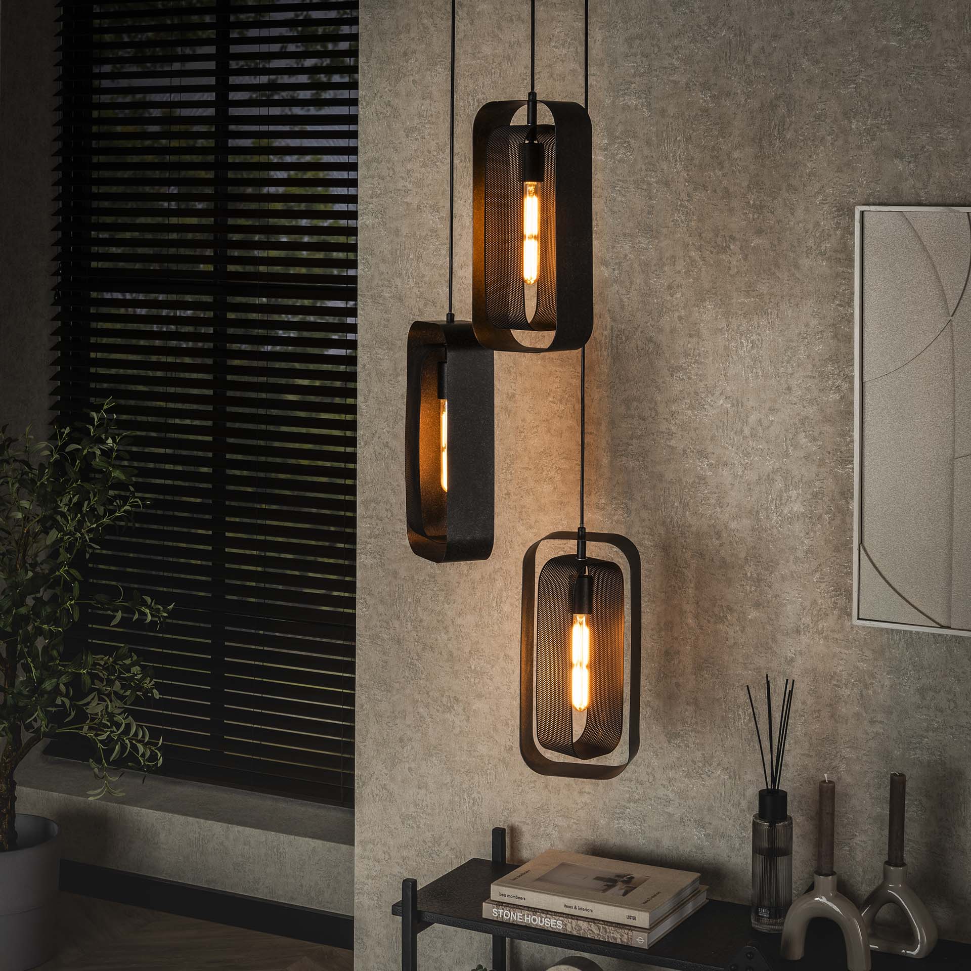 Hanglamp Isla - 3-lichts - Zwart - Mesh