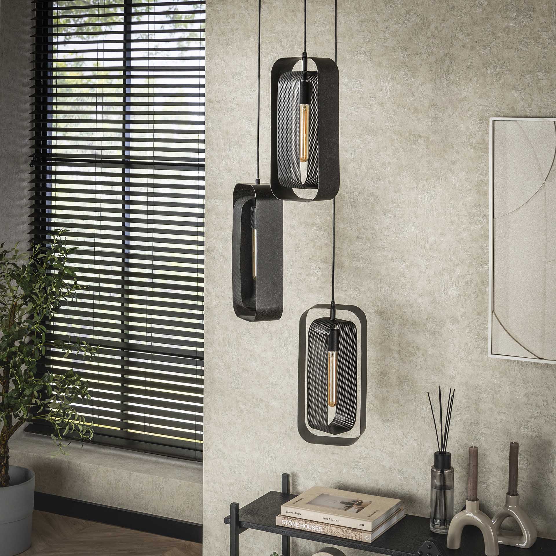 Hanglamp Isla - 3-lichts - Zwart - Mesh