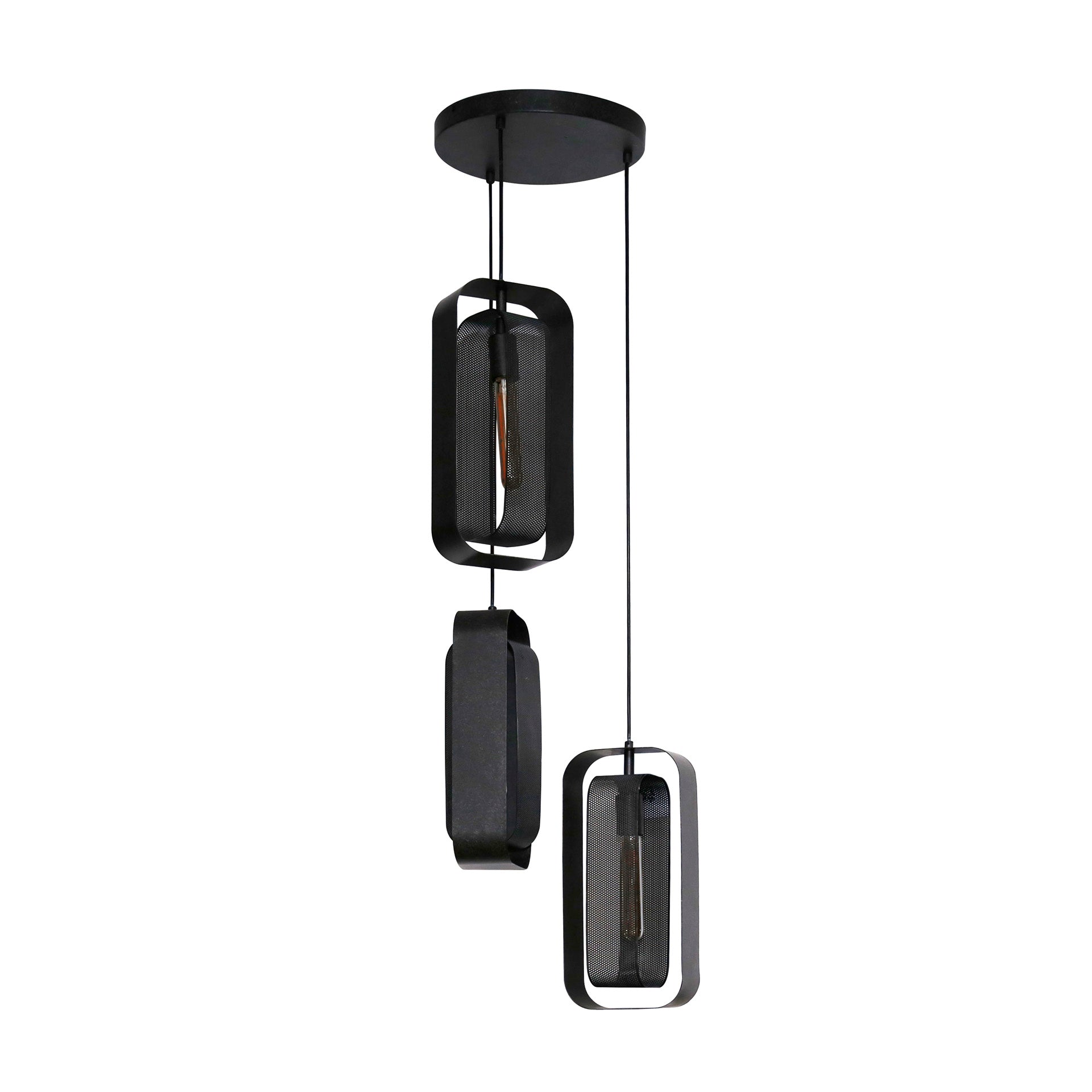 Hanglamp Isla - 3-lichts - Zwart - Mesh