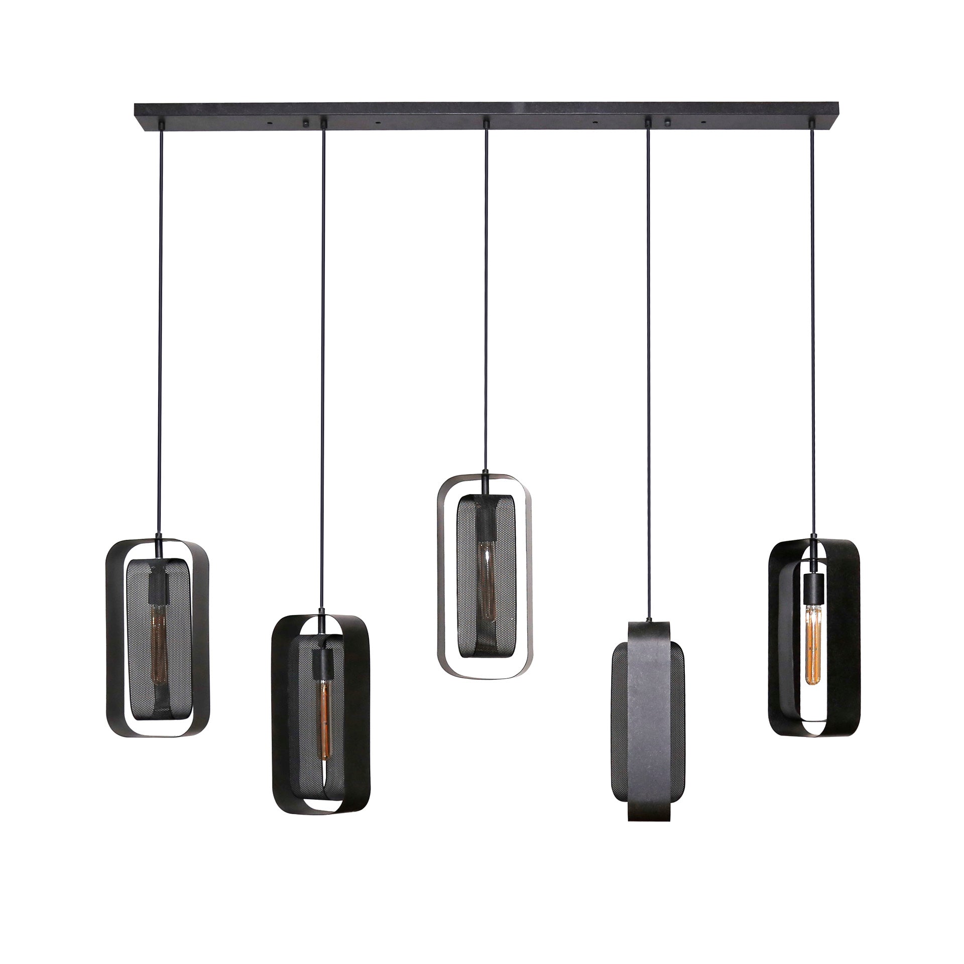 Hanglamp Jaxon - 5-lichts - Zwart - Mesh