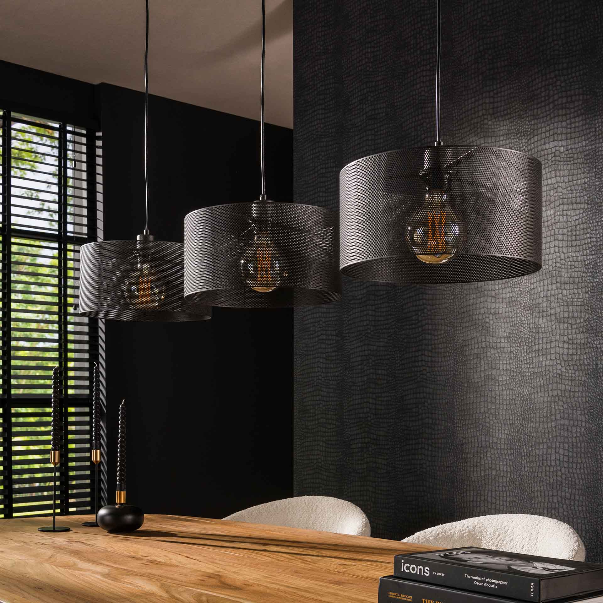 Hanglamp Dario - 3-lichts - Zwart - Mesh