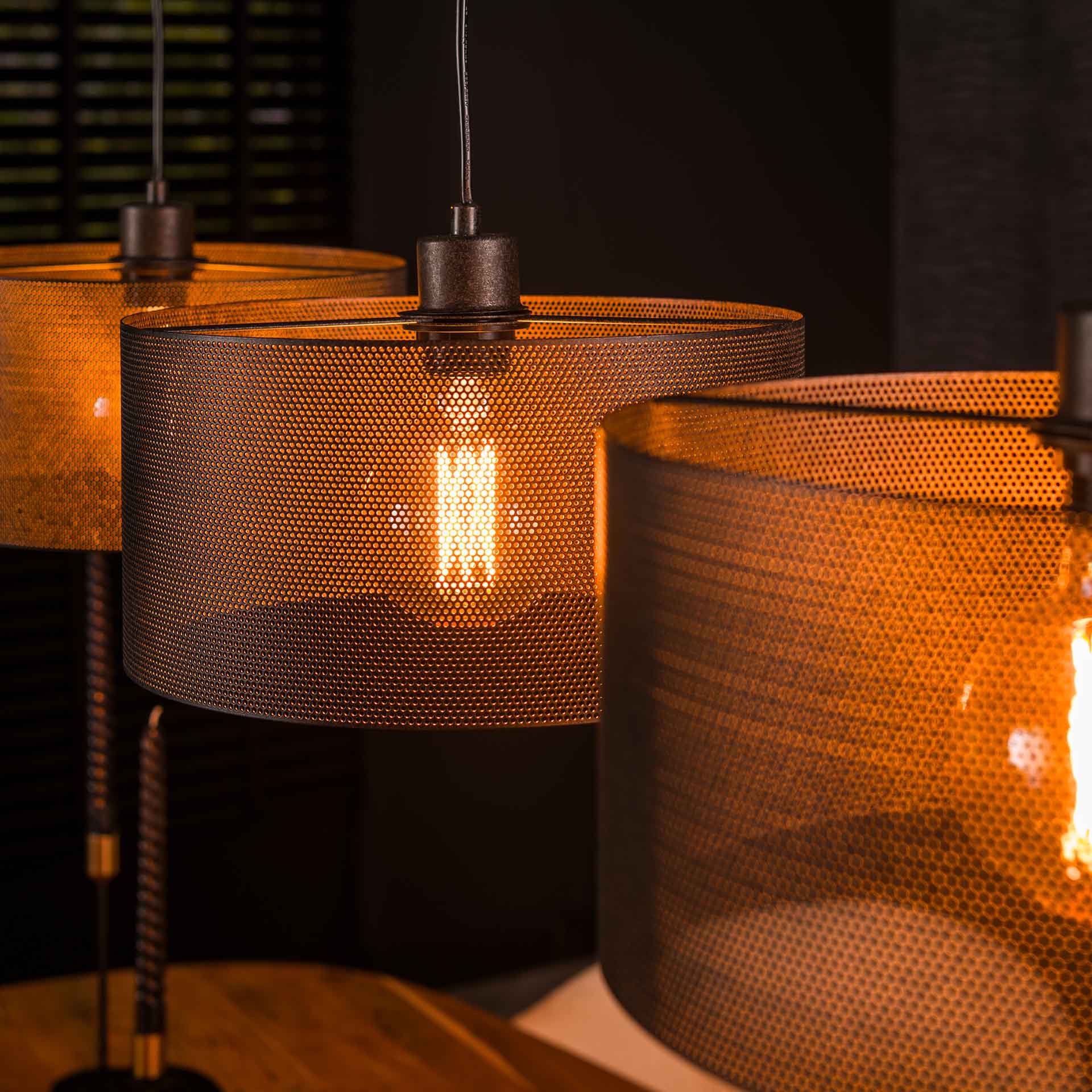 Hanglamp Dario - 3-lichts - Zwart - Mesh