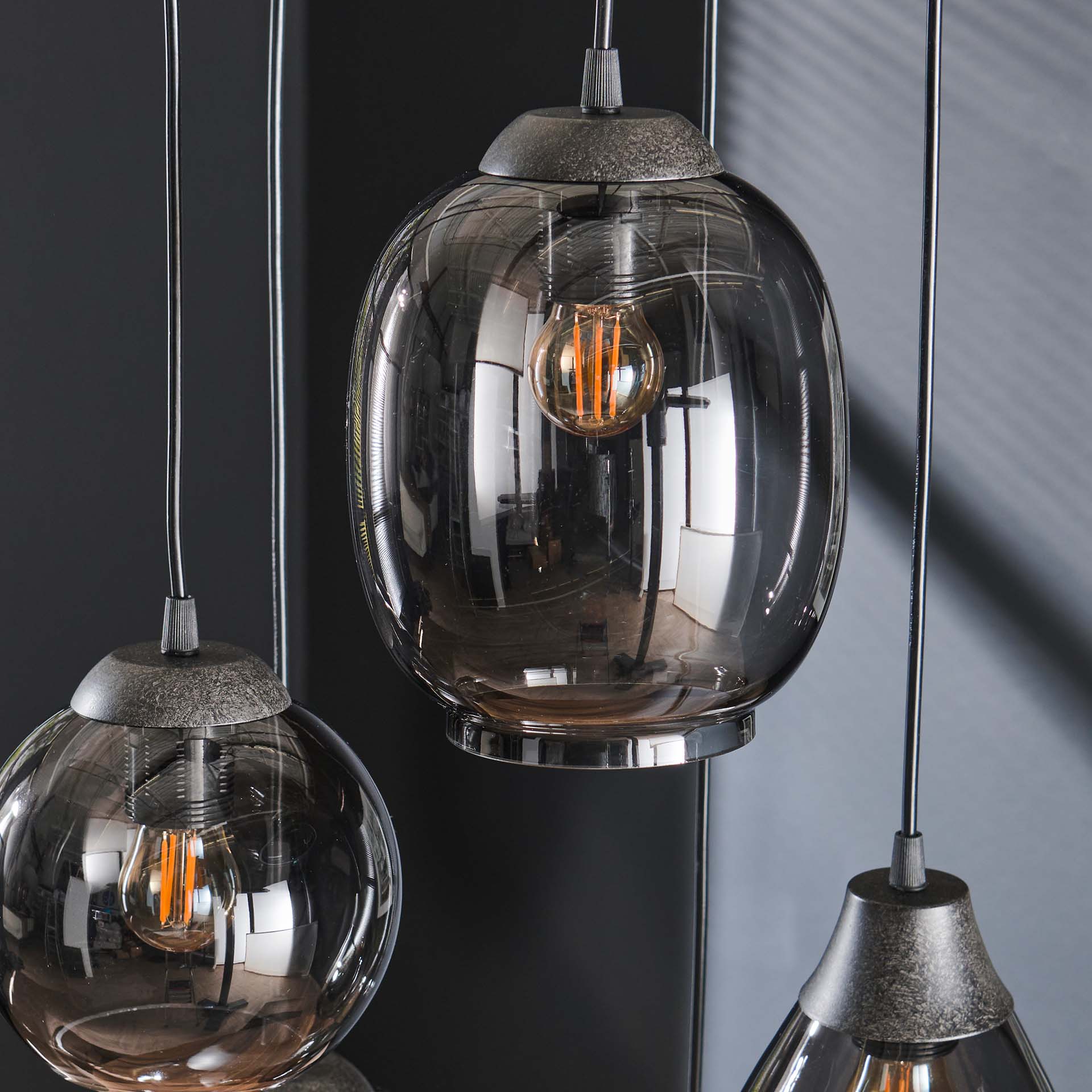 Hanglamp Navi - 5-lichts - Chrome - Glas