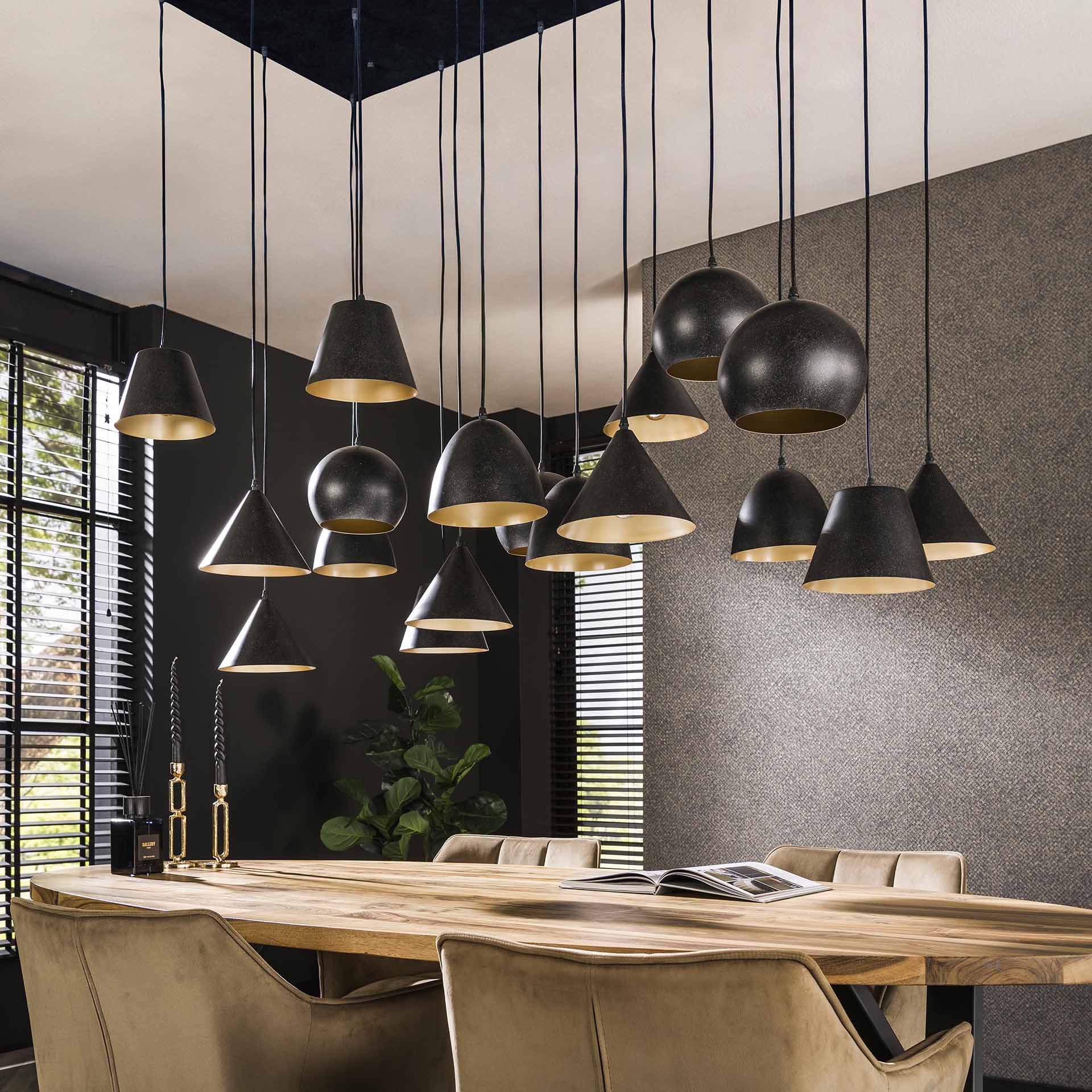 Hanglamp Thalia - 18-lichts - Zwart - Metaal