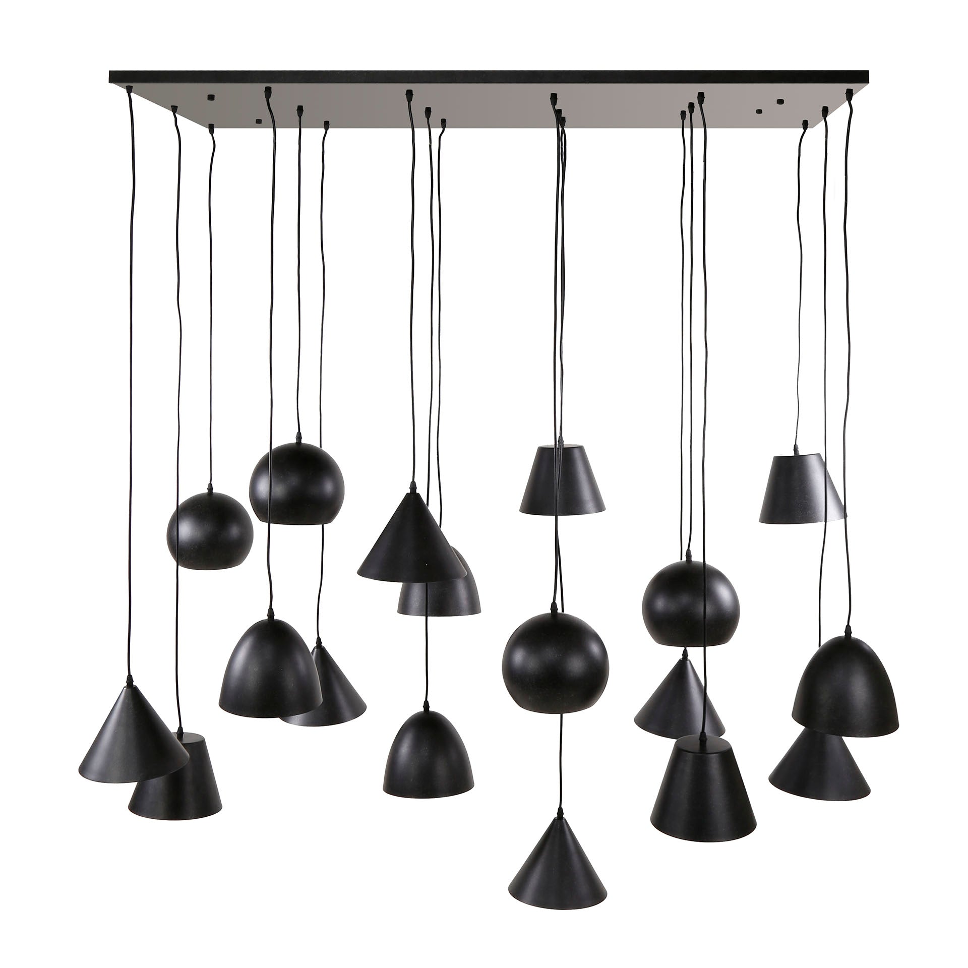 Hanglamp Thalia - 18-lichts - Zwart - Metaal