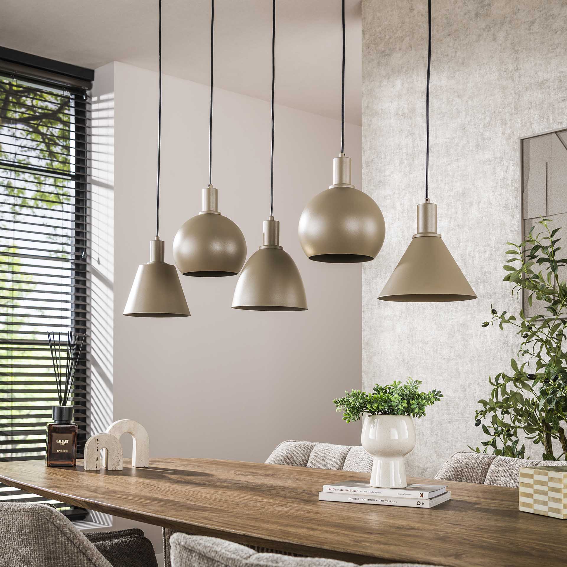 Hanglamp Lumeo - 5-lichts - Beige - Metaal
