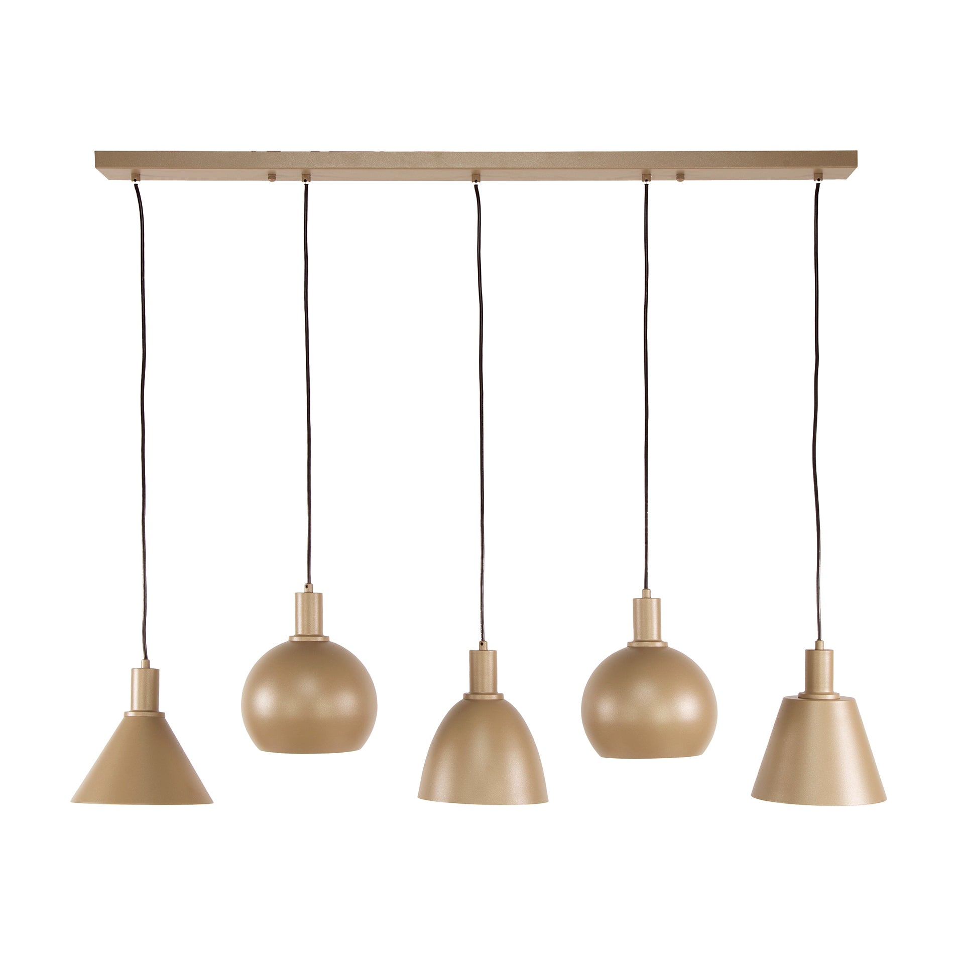 Hanglamp Lumeo - 5-lichts - Beige - Metaal