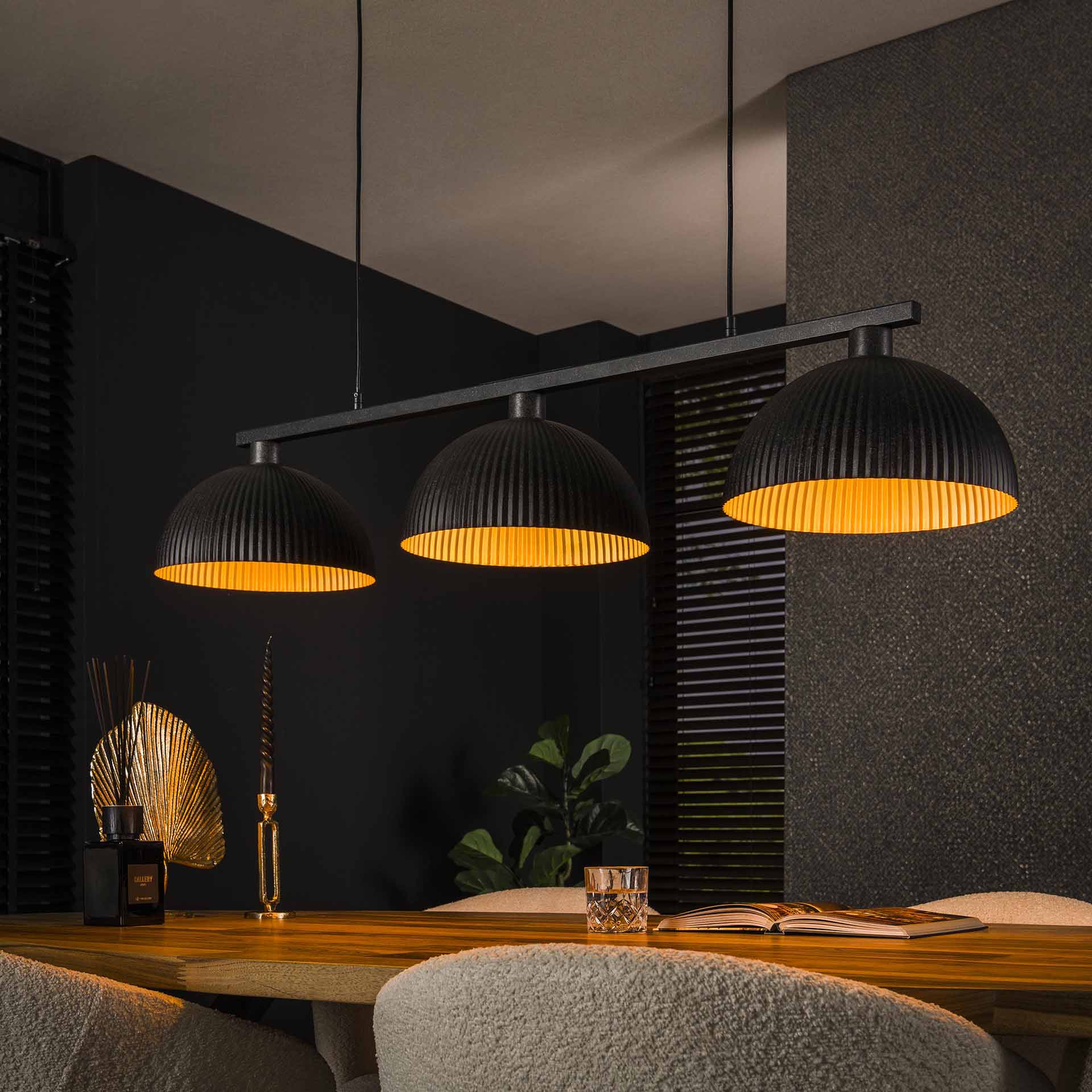 Hanglamp Calista - 3-lichts - Zwart - Metaal