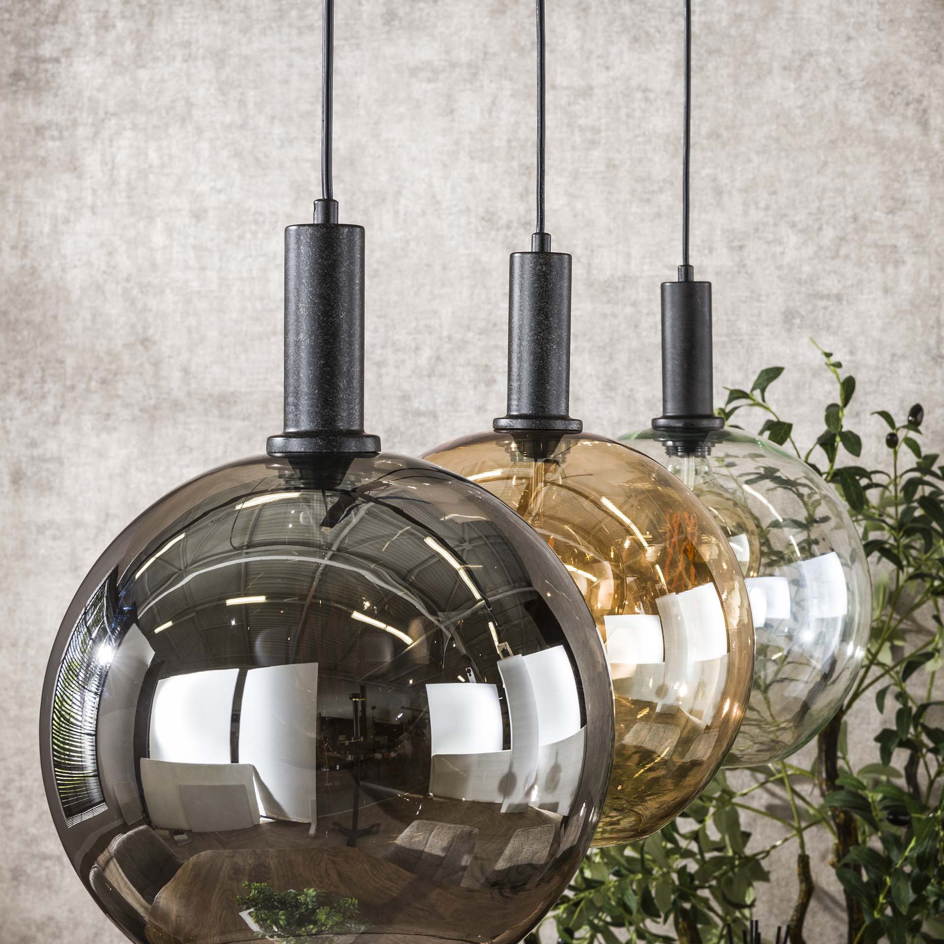 Hanglamp Sira - 3-lichts - Amber Mix - Glazen Bollen