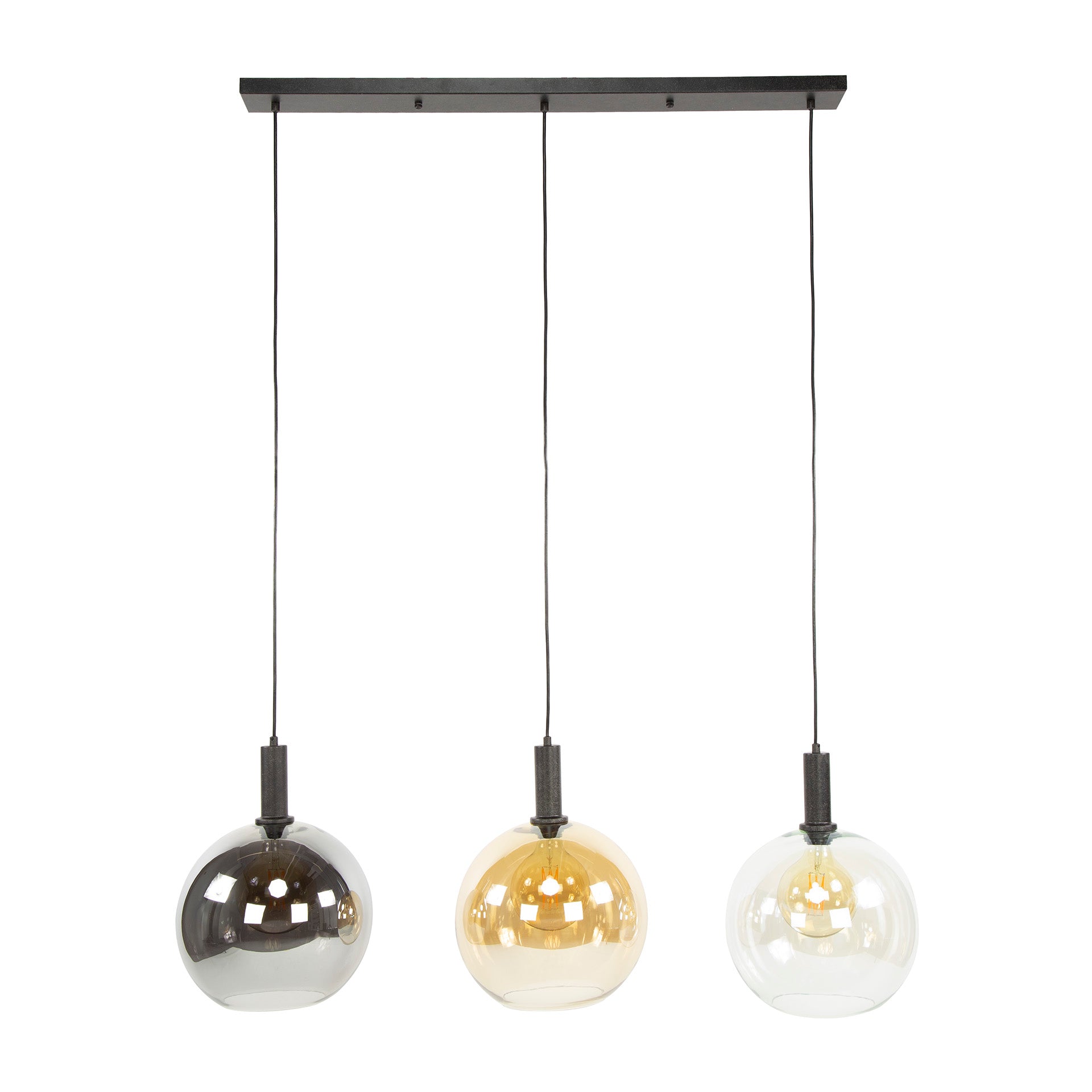Hanglamp Sira - 3-lichts - Amber Mix - Glazen Bollen