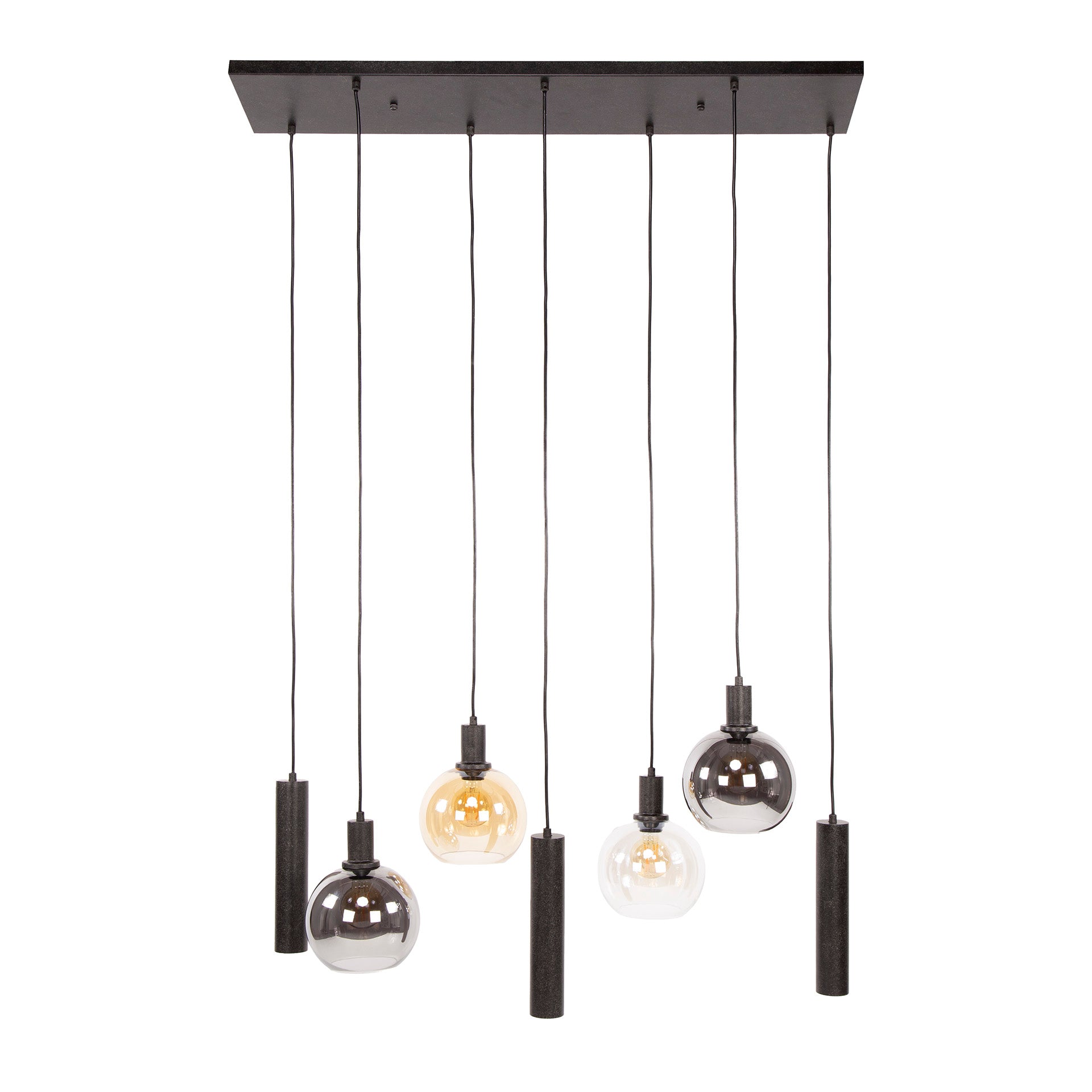 Hanglamp Elinor - 7-lichts - Amber Mix - Glas - Metaal
