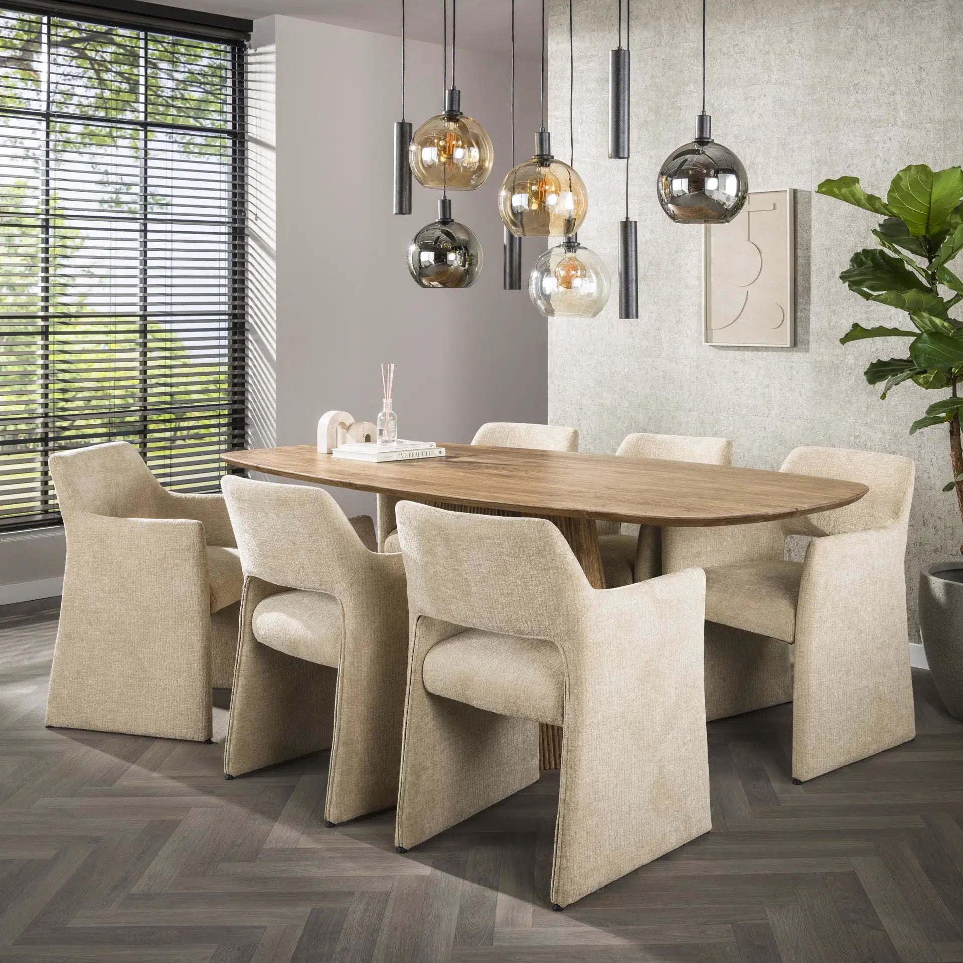 Hanglamp Elinor - 9-lichts - Amber Mix - Glas - Metaal