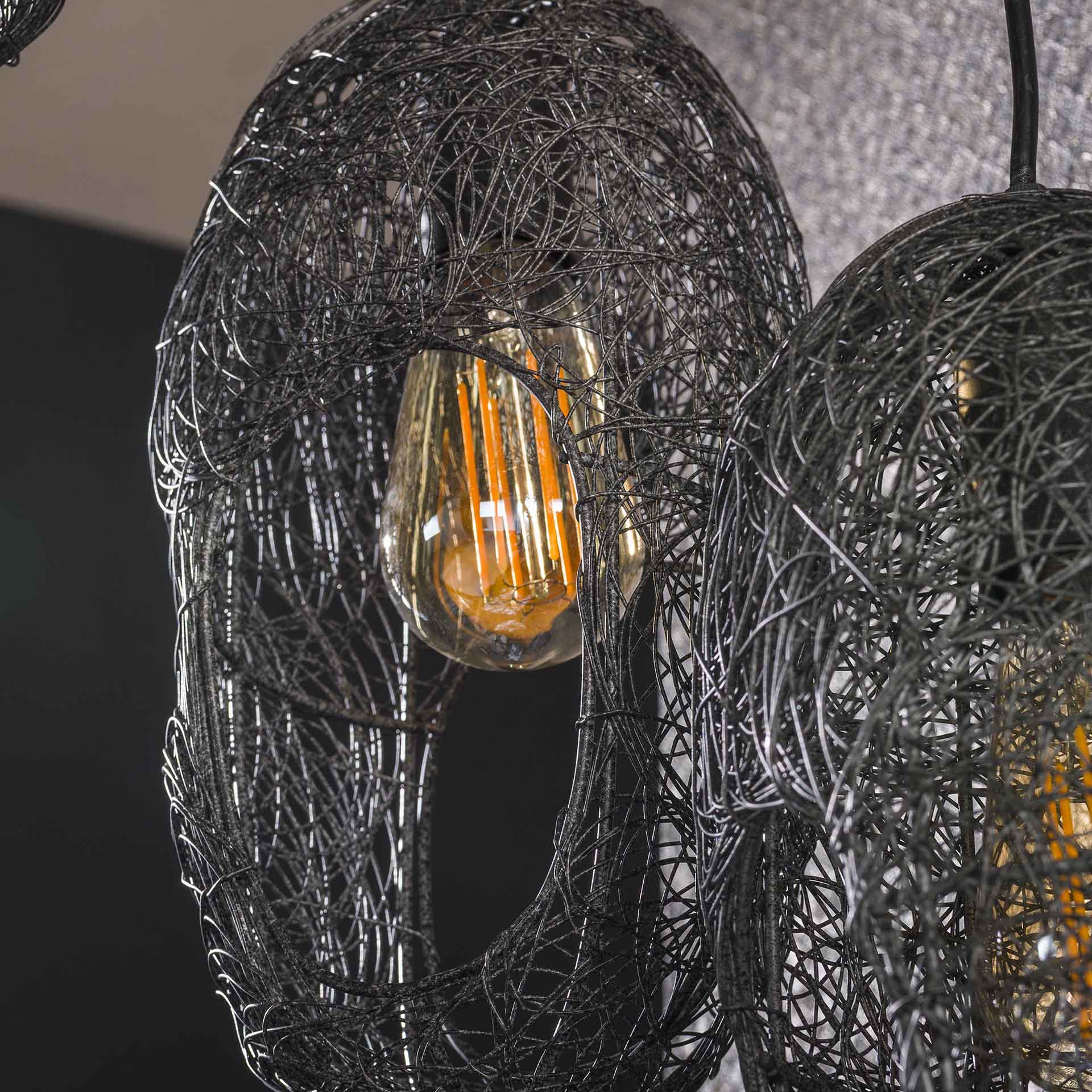 Hanglamp Roslyn - 5-lichts - Zwart - Mesh