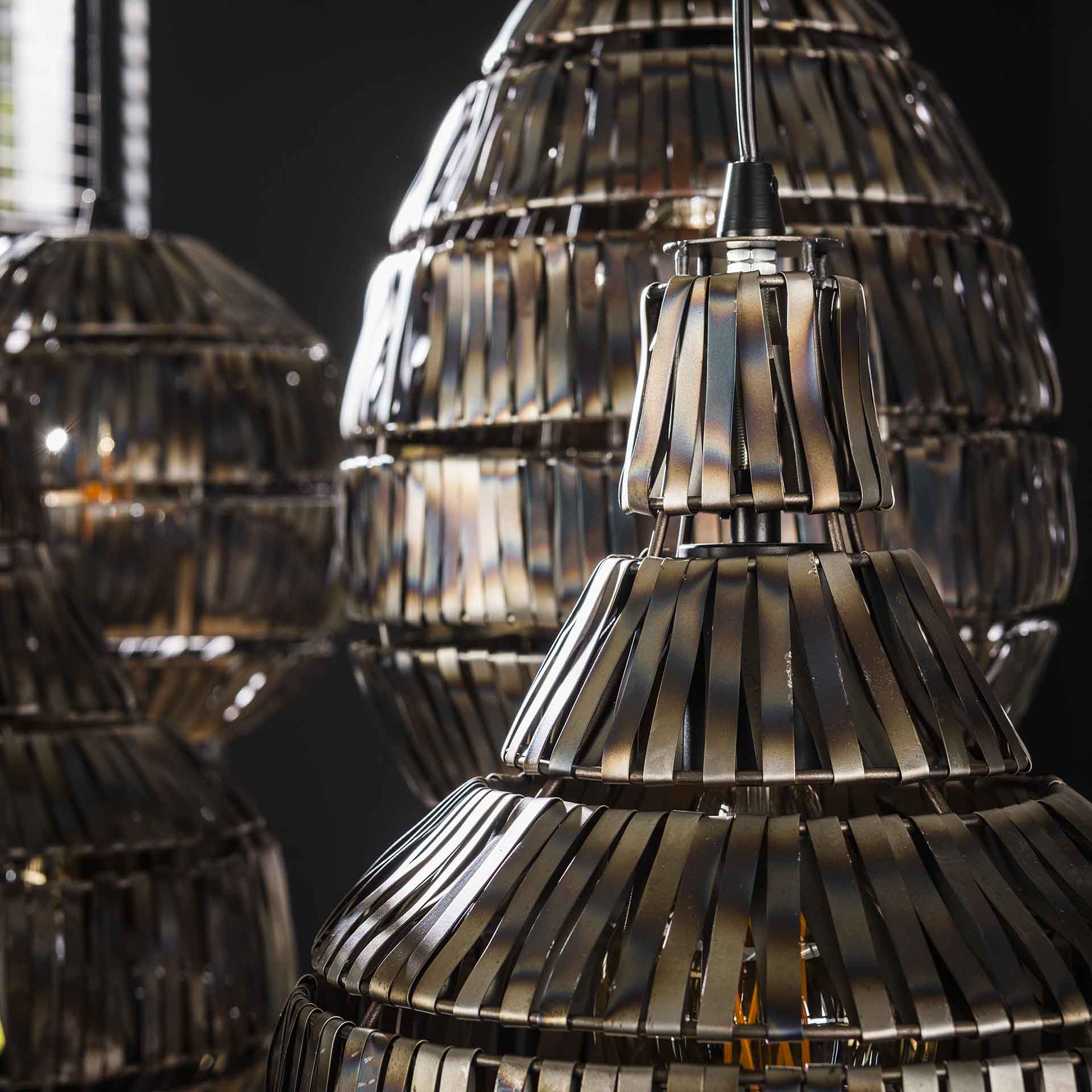 Hanglamp Onyx - 5-lichts - Zwart/Bruin - Metaal