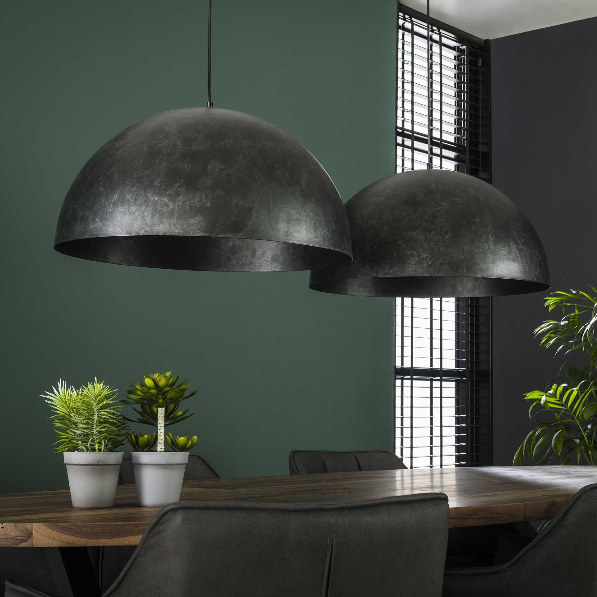 Hanglamp Dome - 2-lichts - Antraciet - Metaal