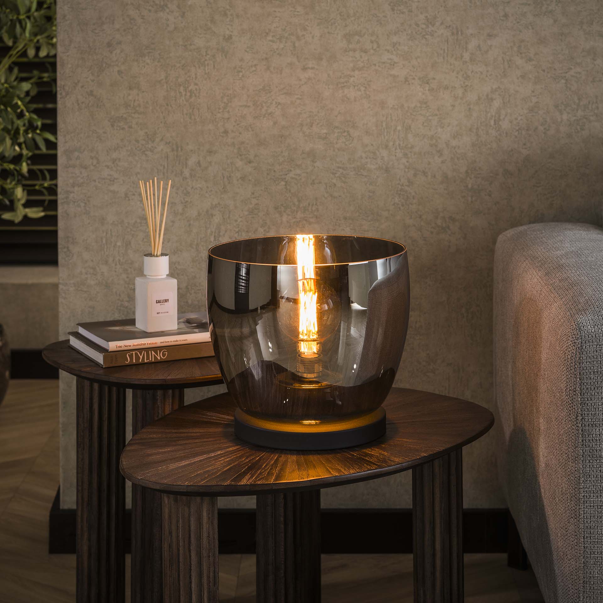 Vloerlamp Lunaris - Smoke - Glas - Ø 29 cm
