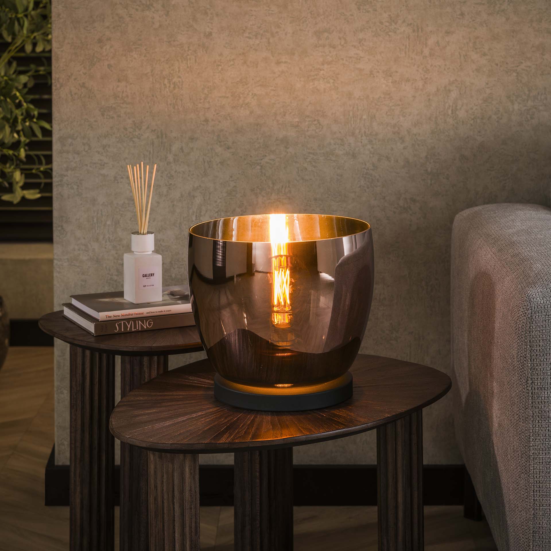 Vloerlamp Lunaris - Koper - Glas - Ø 29 cm