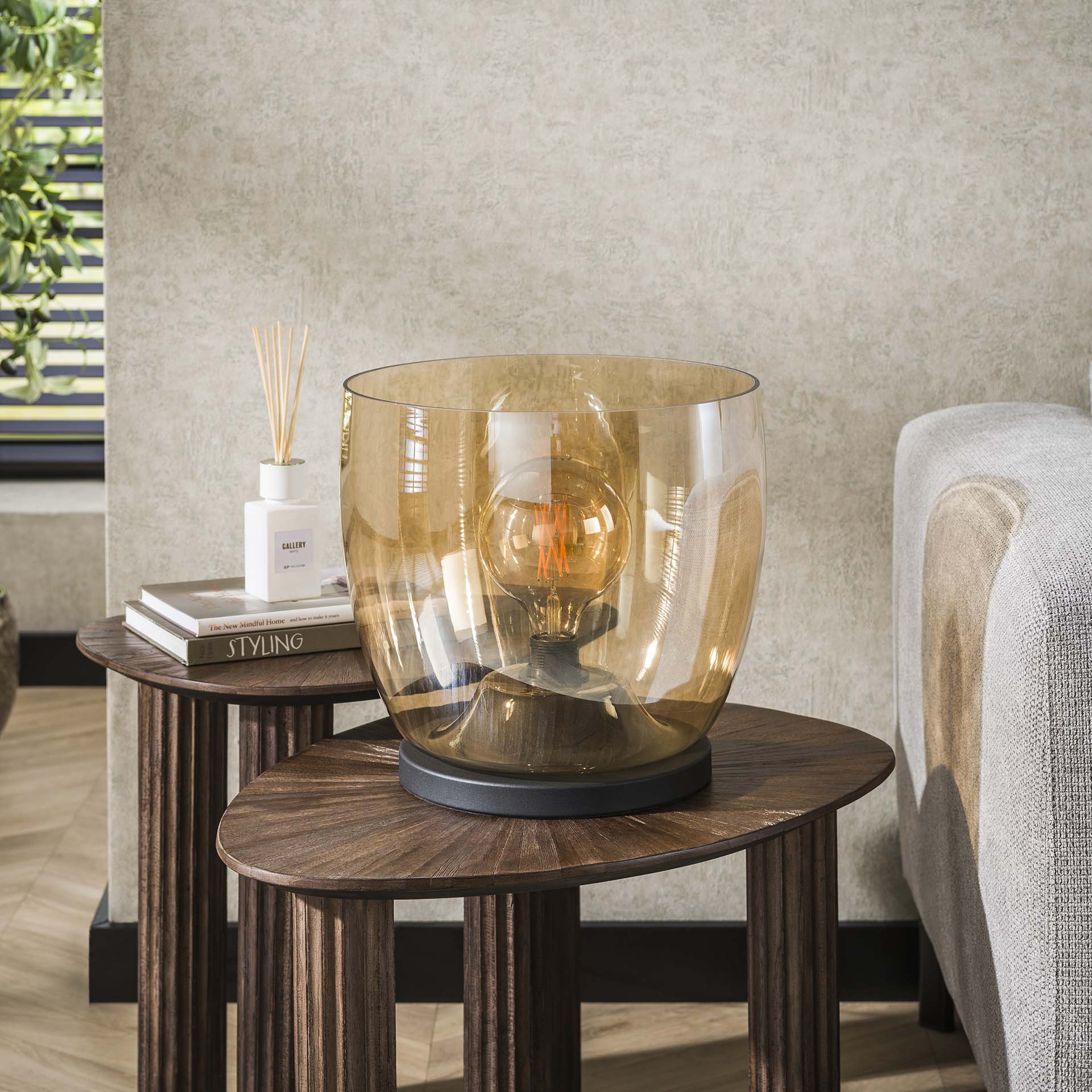 Vloerlamp Lunaris - Amberkleurig - Glas - Ø 33 cm