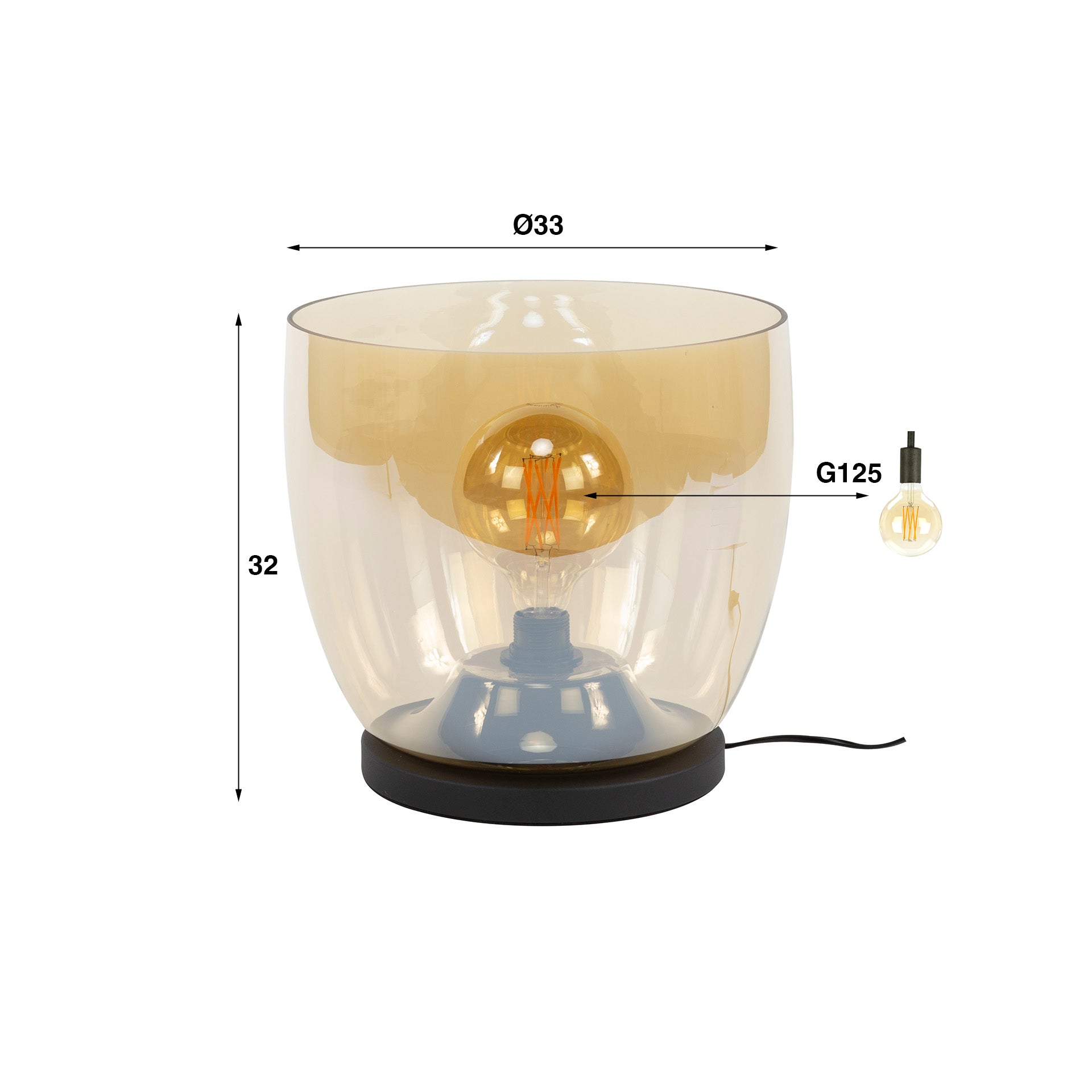 Vloerlamp Lunaris - Amberkleurig - Glas - Ø 33 cm