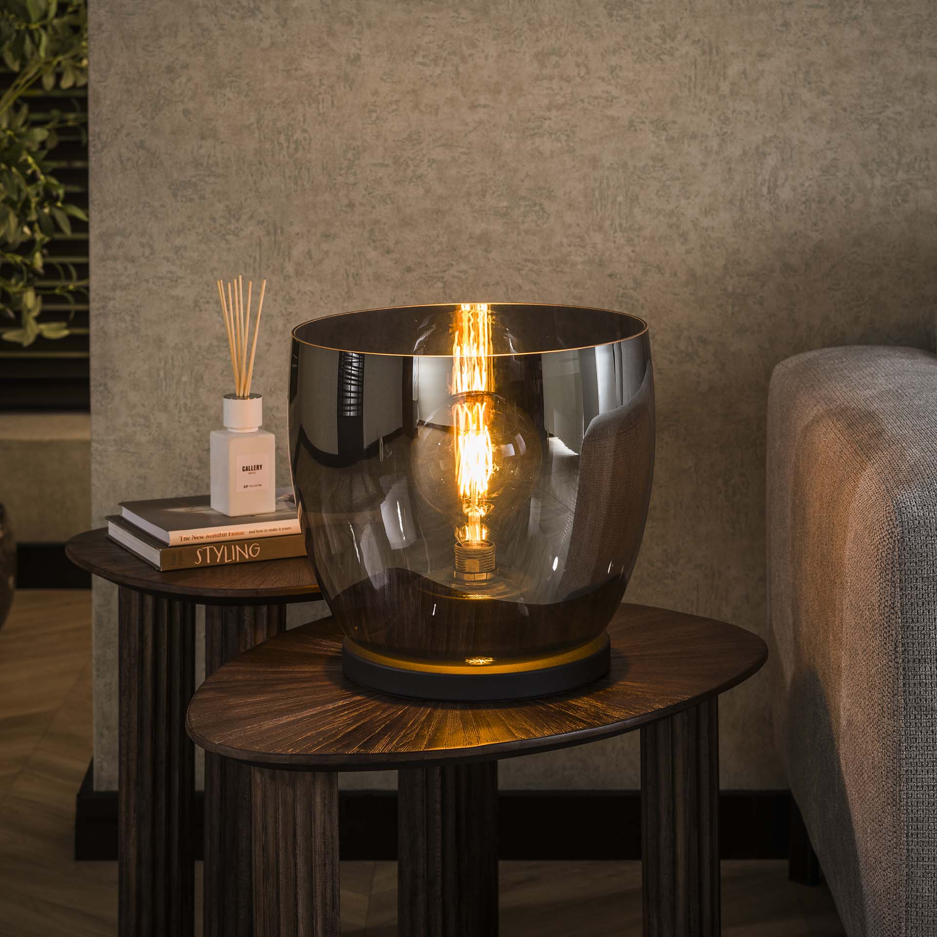 Vloerlamp Lunaris - Smoke - Glas - Ø 33 cm