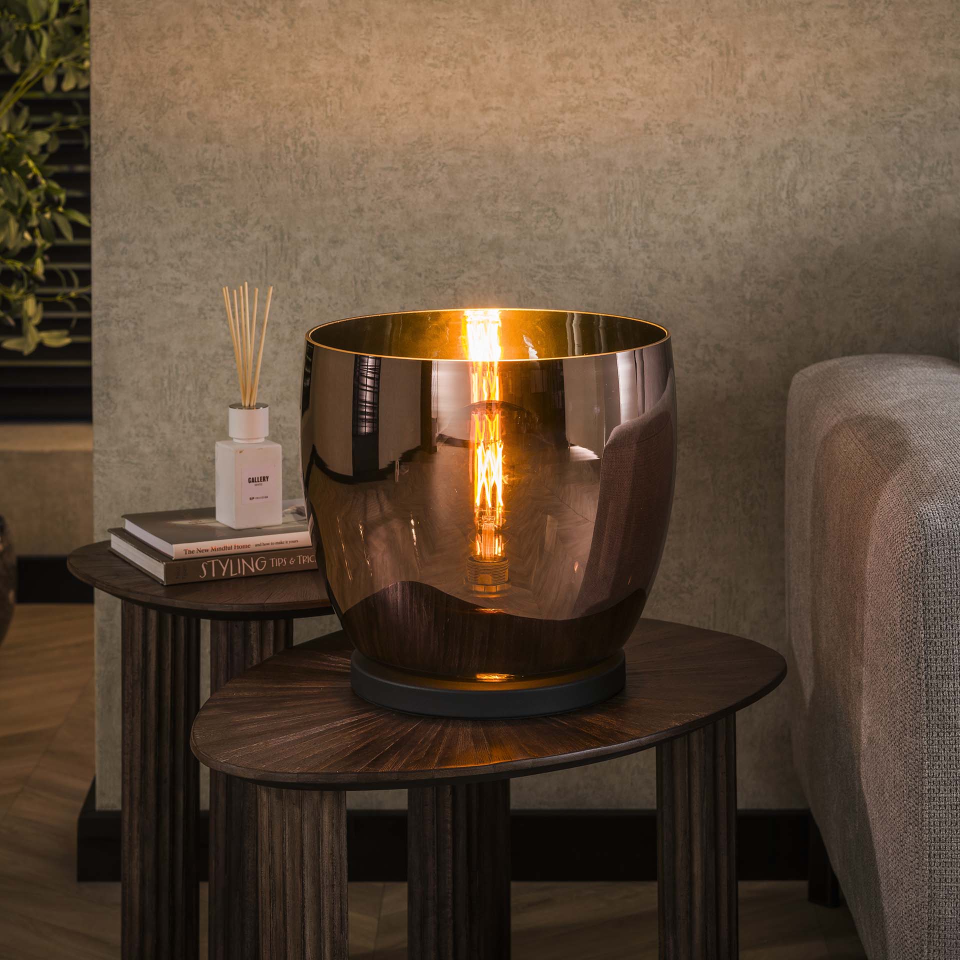 Vloerlamp Lunaris - Koper - Glas - Ø 33 cm