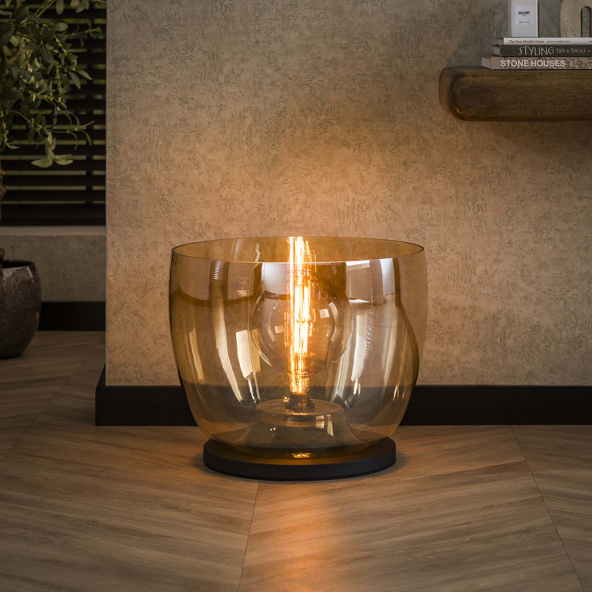 Vloerlamp Lunaris - Amberkleurig - Glas - Ø 48 cm