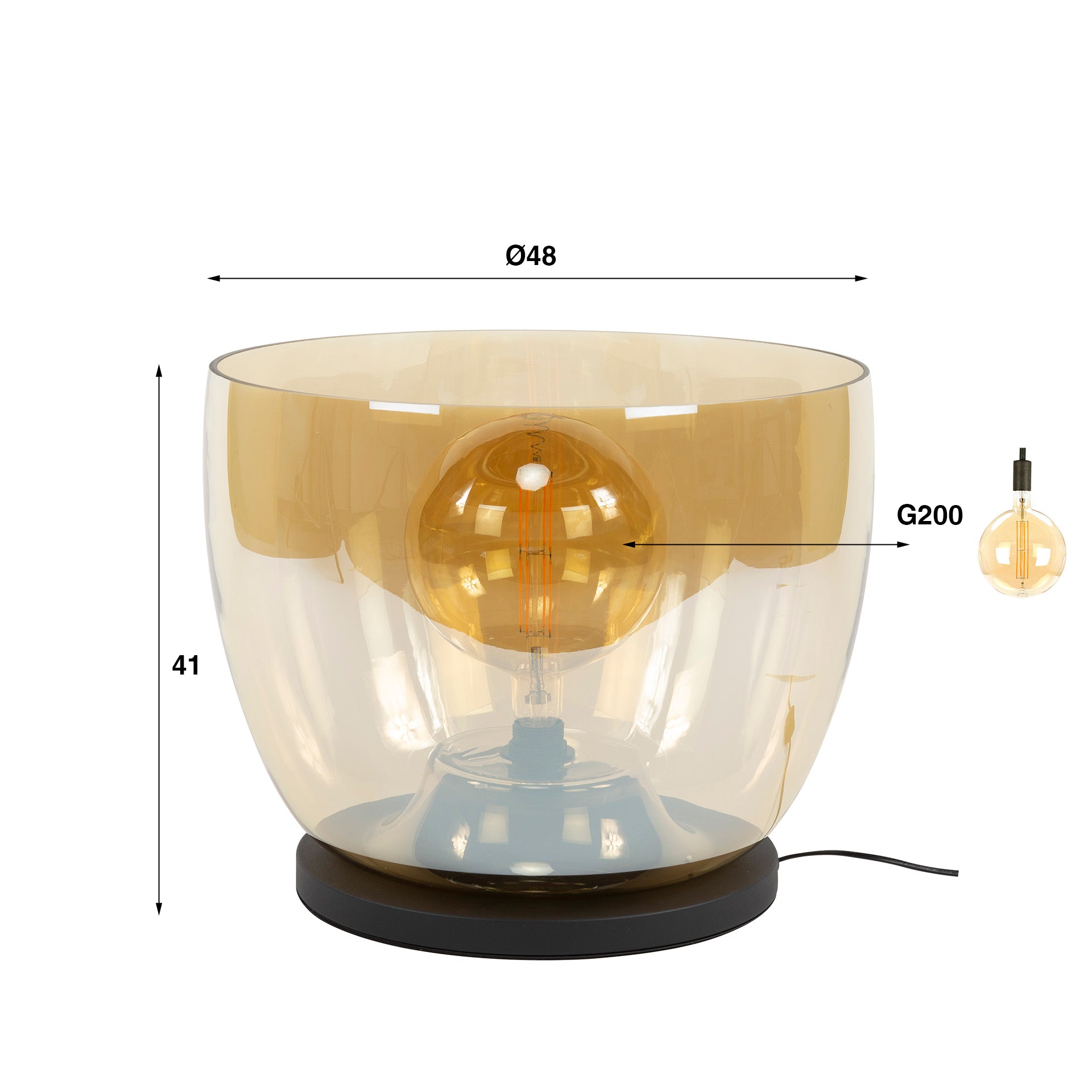 Vloerlamp Lunaris - Amberkleurig - Glas - Ø 48 cm